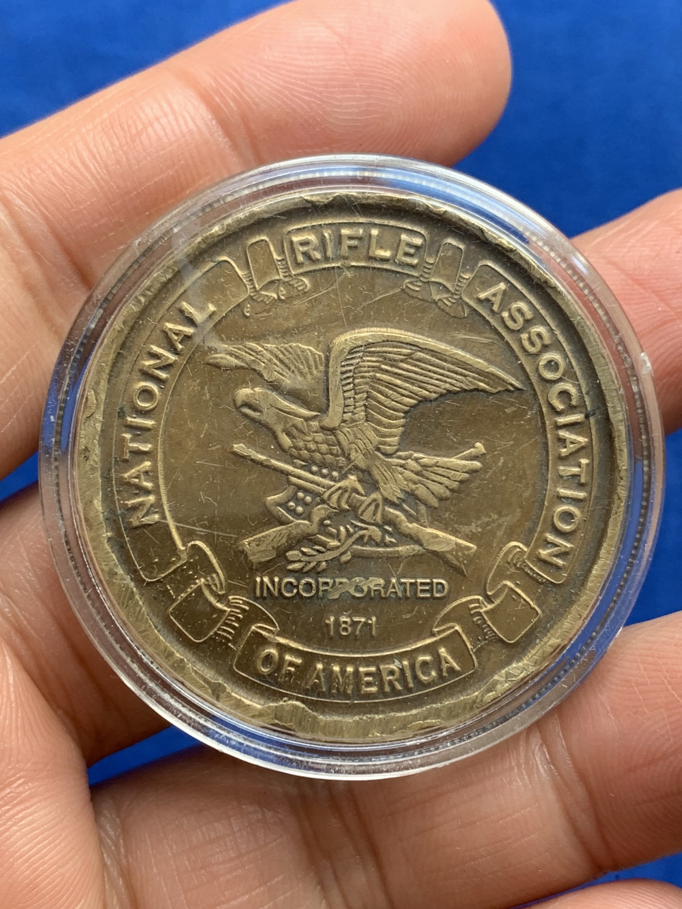 《竞宝斋》第244场-周日，周一 新年开场 (全场包邮) 美国全国步枪协会NRA纪念铜章 纪念M14系列步枪 1957-1968列装美军 伊拉克战争美军大量使用M14改装半自动狙击步枪 40.5mm