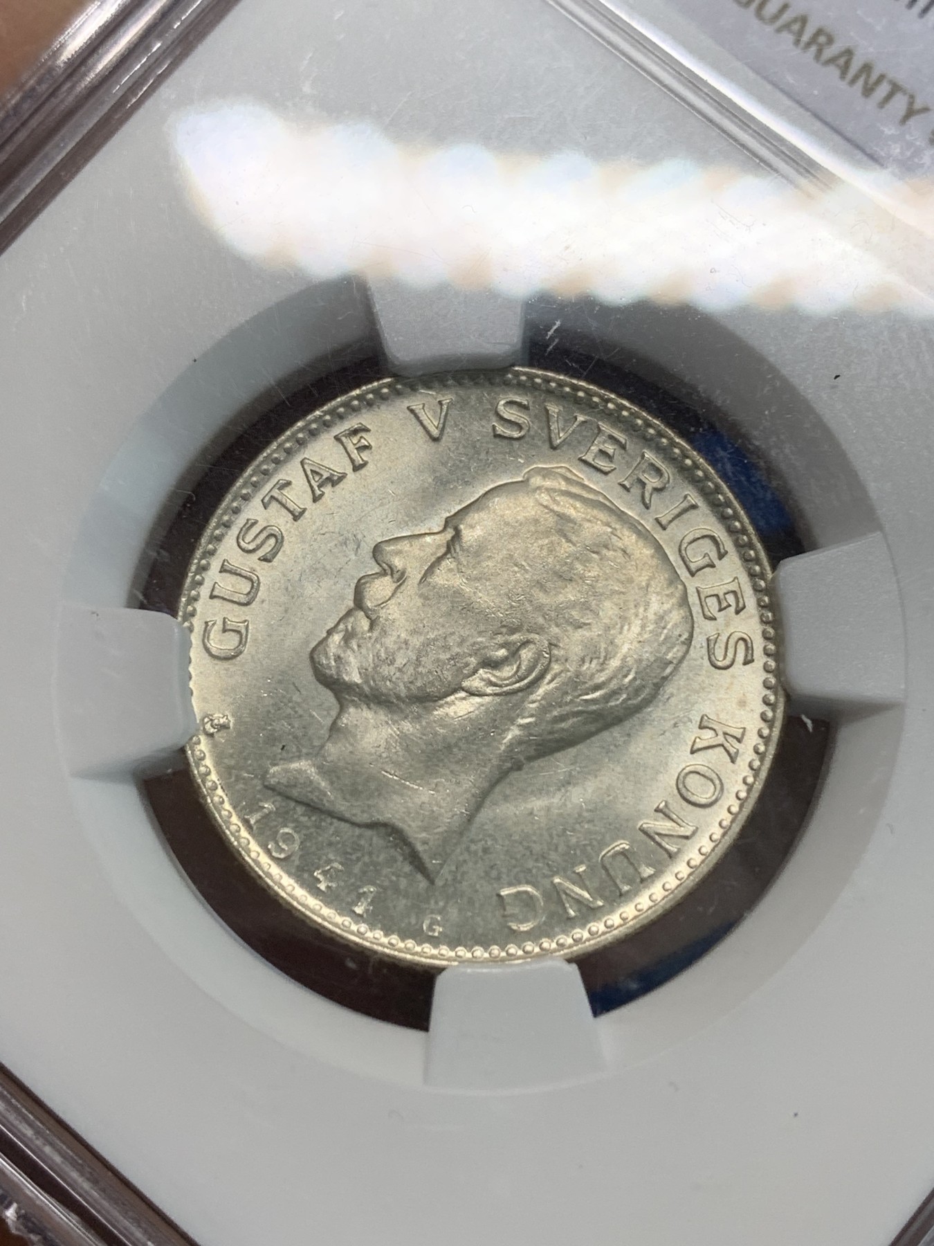 《竞宝斋》第244场-周日，周一 新年开场 (全场包邮) NGC MS64 瑞典王国1941年1克朗银币 64分高银版最后一年