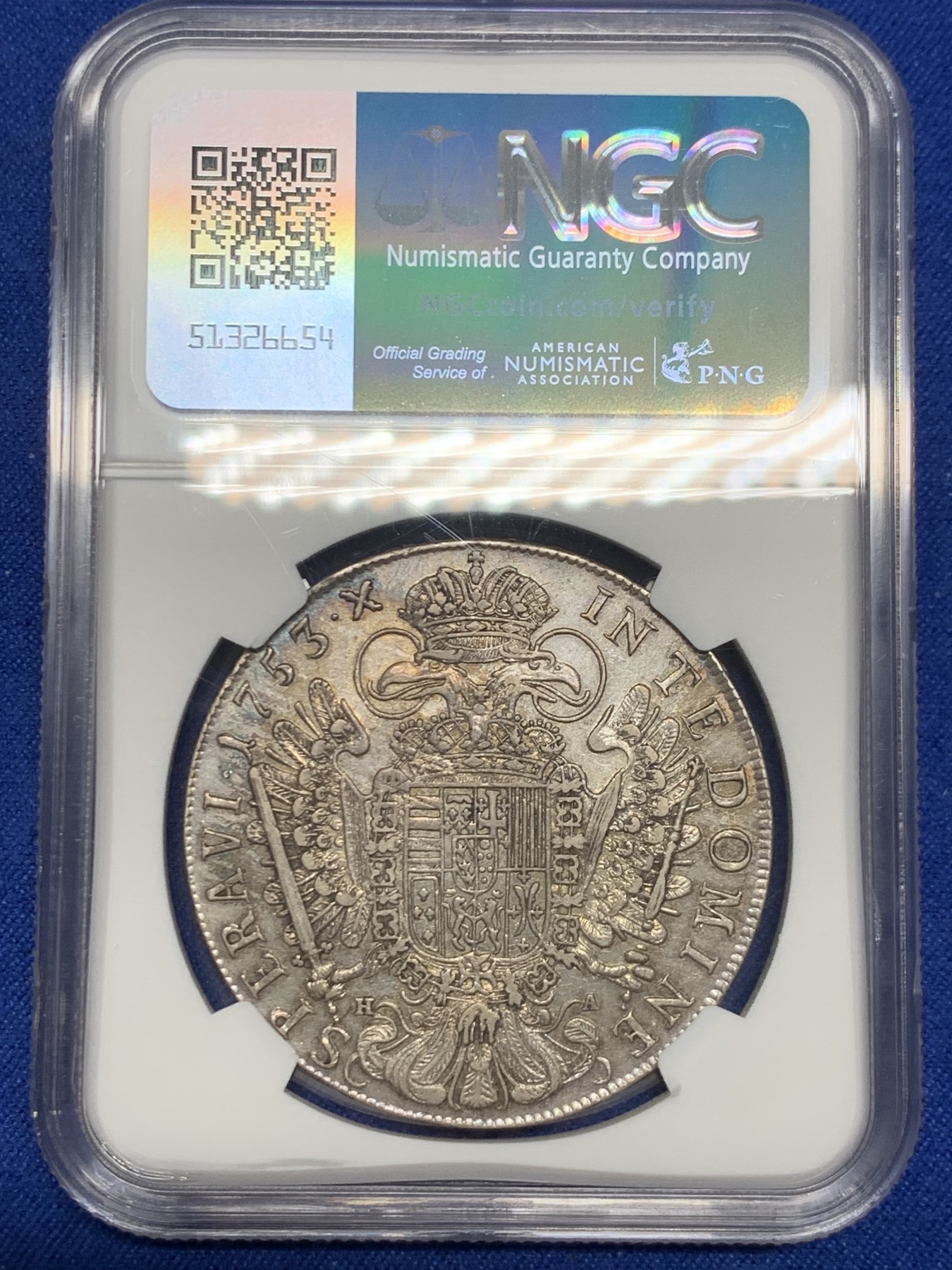 《竞宝斋》第244场-周日，周一 新年开场 (全场包邮) NGC AU53 神圣罗马帝国  1753 弗朗茨一世 泰勒大银币 环彩包浆 底板很不错