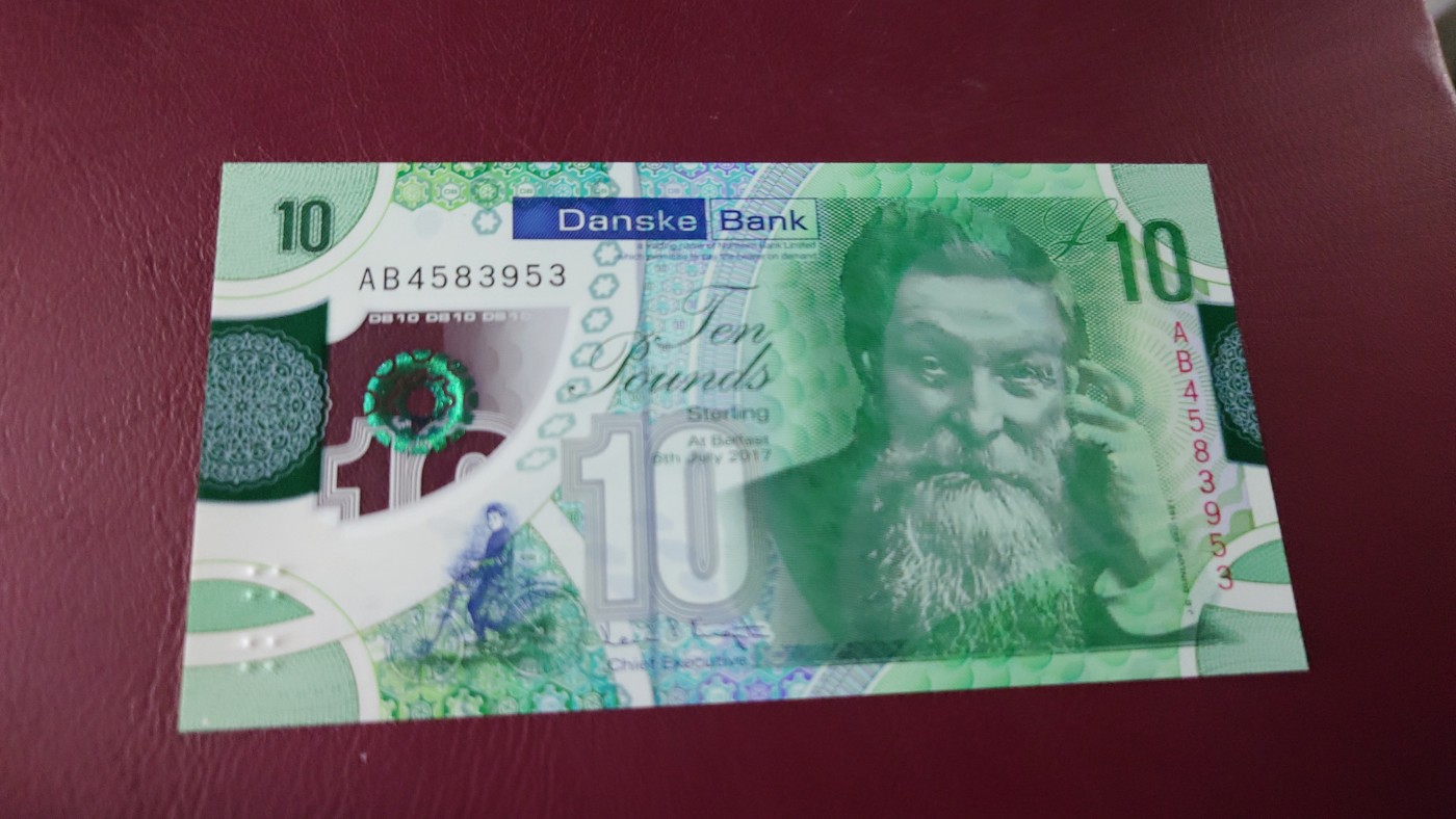 【世界钱币】精选微拍第94期暨2024年第五期 评级币裸钞场 2017年北爱尔兰10镑塑料钞 丹斯克银行 全新绝品尾号953