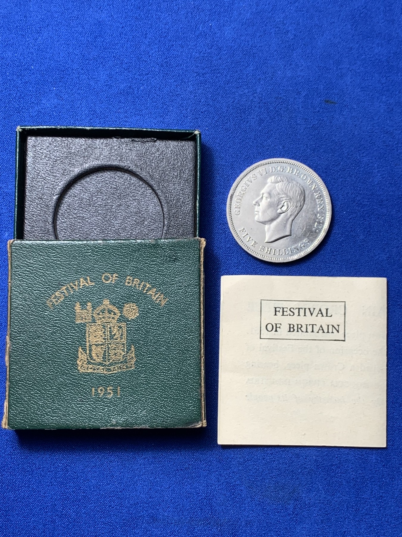 《竞宝斋》第244场-周日，周一 新年开场 (全场包邮) 英国1951年 乔治六世 最后的马剑克朗型纪念币，绿盒少见