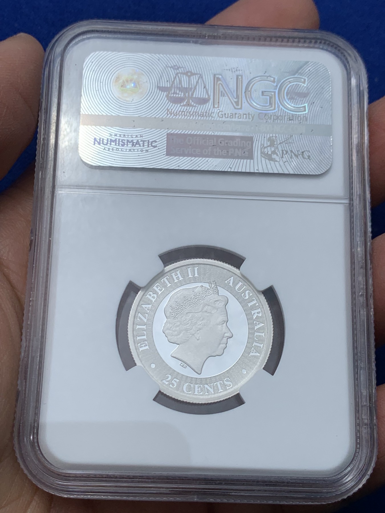 《竞宝斋》第244场-周日，周一 新年开场 (全场包邮) NGC PF70UC 澳大利亚2017年小袋鼠25分银币 冠军分 1/4盎司 999银 细节完美