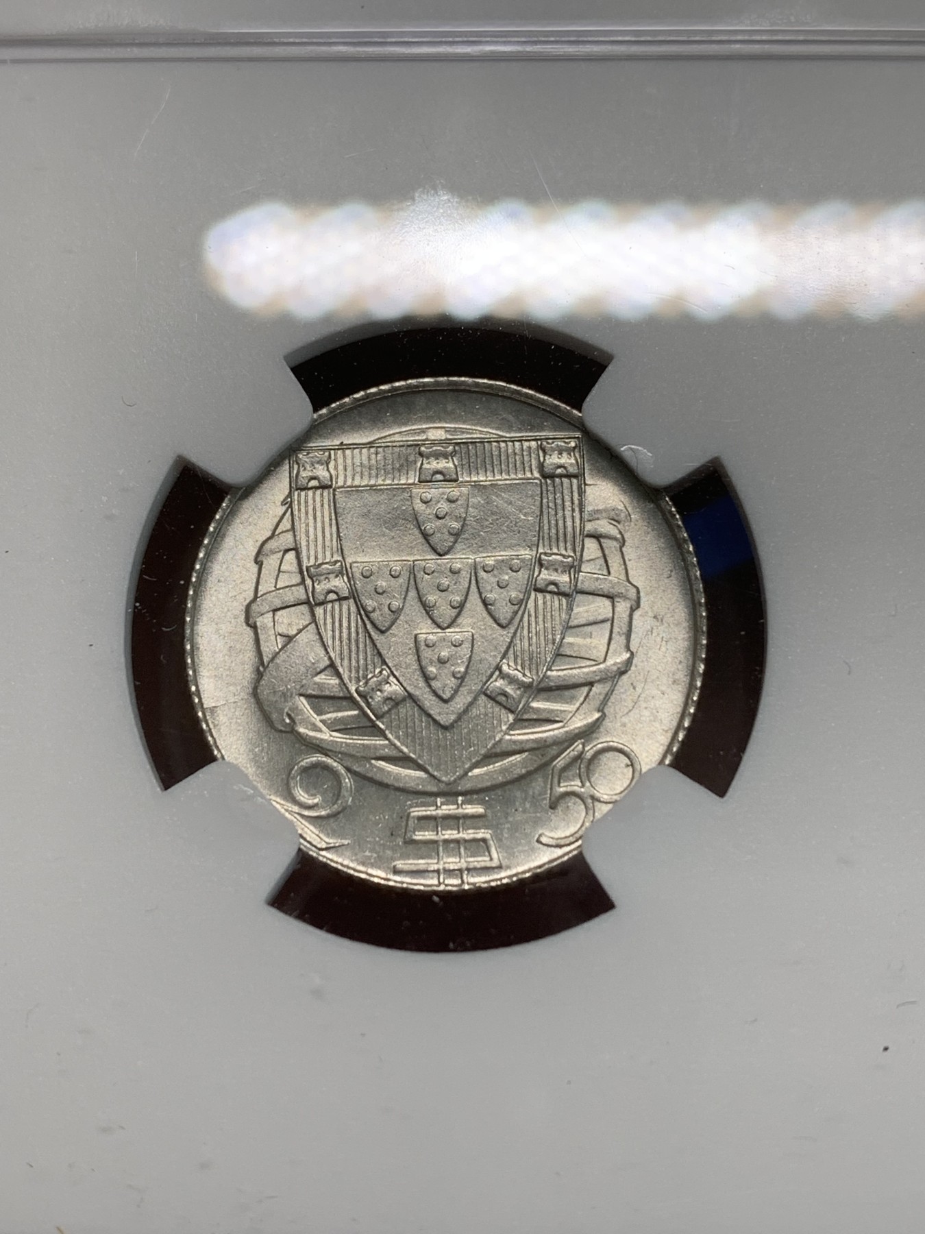 《竞宝斋》第244场-周日，周一 新年开场 (全场包邮) NGC MS65 葡萄牙1947年帆船2.5埃斯库多银币 少见年份