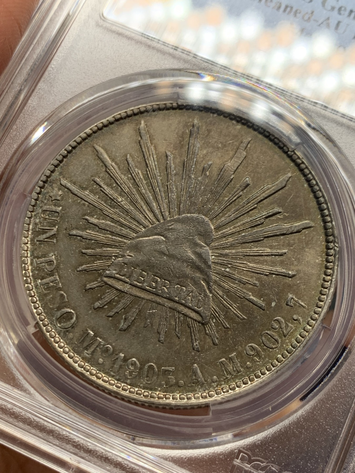 《竞宝斋》第244场-周日，周一 新年开场 (全场包邮) PCGS AUD 墨西哥1903年MO AM直边鹰洋1比索大银币