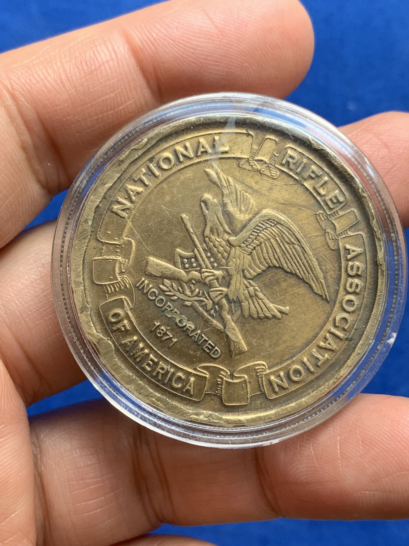 《竞宝斋》第244场-周日，周一 新年开场 (全场包邮) 美国全国步枪协会NRA纪念铜章 纪念M14系列步枪 1957-1968列装美军 伊拉克战争美军大量使用M14改装半自动狙击步枪 40.5mm