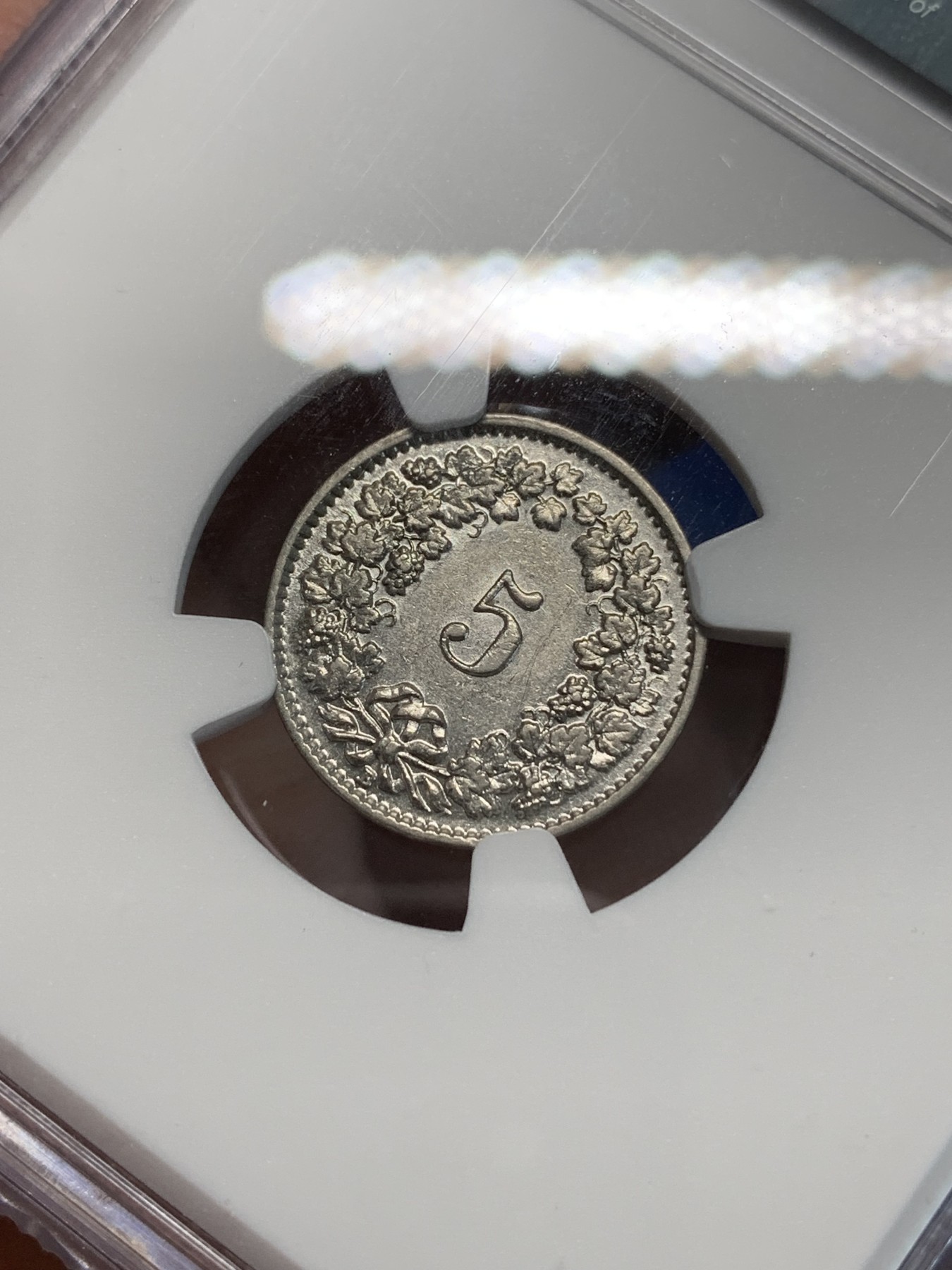 《竞宝斋》第244场-周日，周一 新年开场 (全场包邮) NGC AU53 瑞士1936年5R纯镍币稀少版本，辅币充分流通好品不多