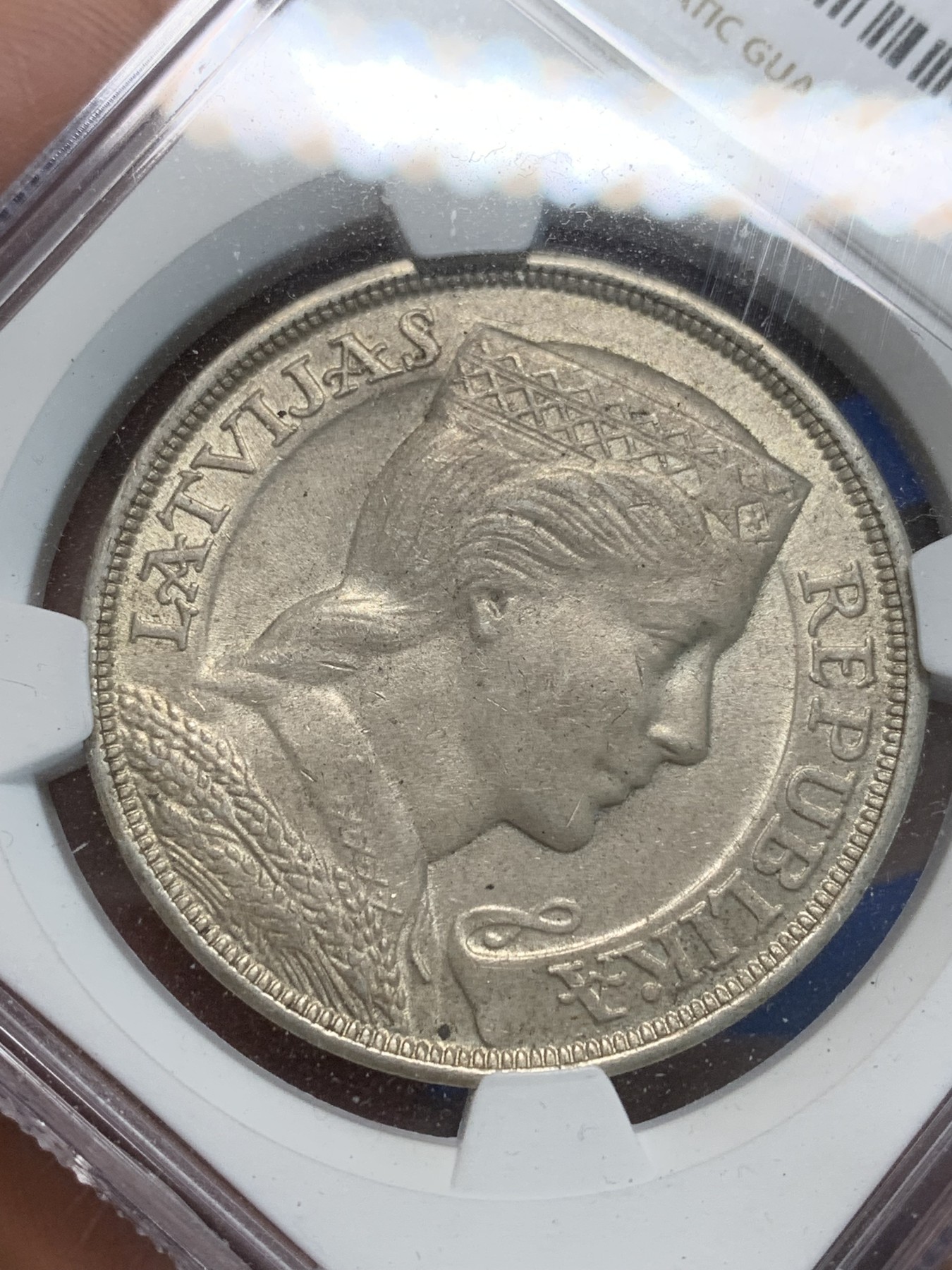 《竞宝斋》第244场-周日，周一 新年开场 (全场包邮) NGC MS62 拉脱维亚 1931年 谷物女神 5拉特大银币