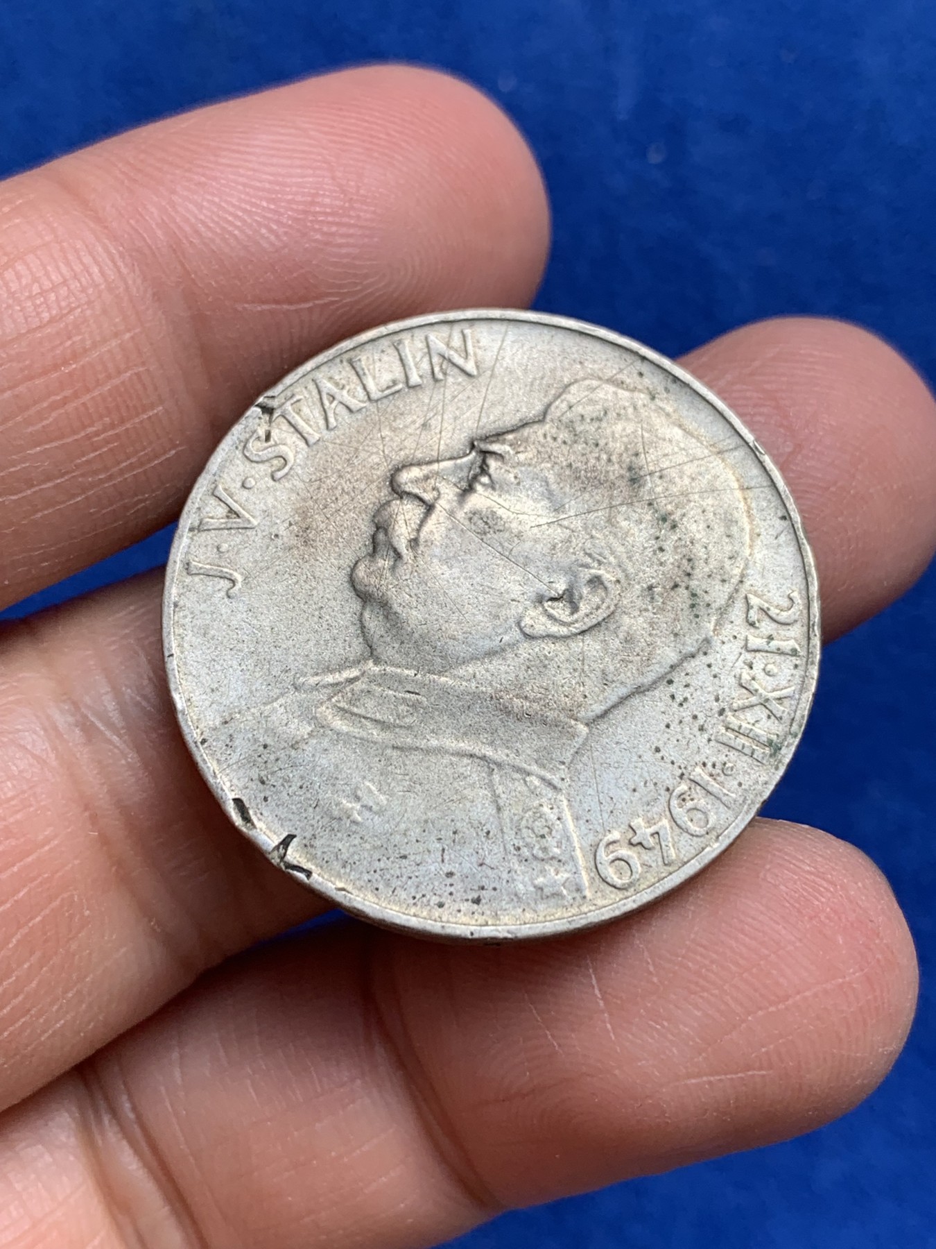 《竞宝斋》第244场-周日，周一 新年开场 (全场包邮) 捷克斯洛伐克1949年斯大林诞辰纪念100克朗银币 细节见图