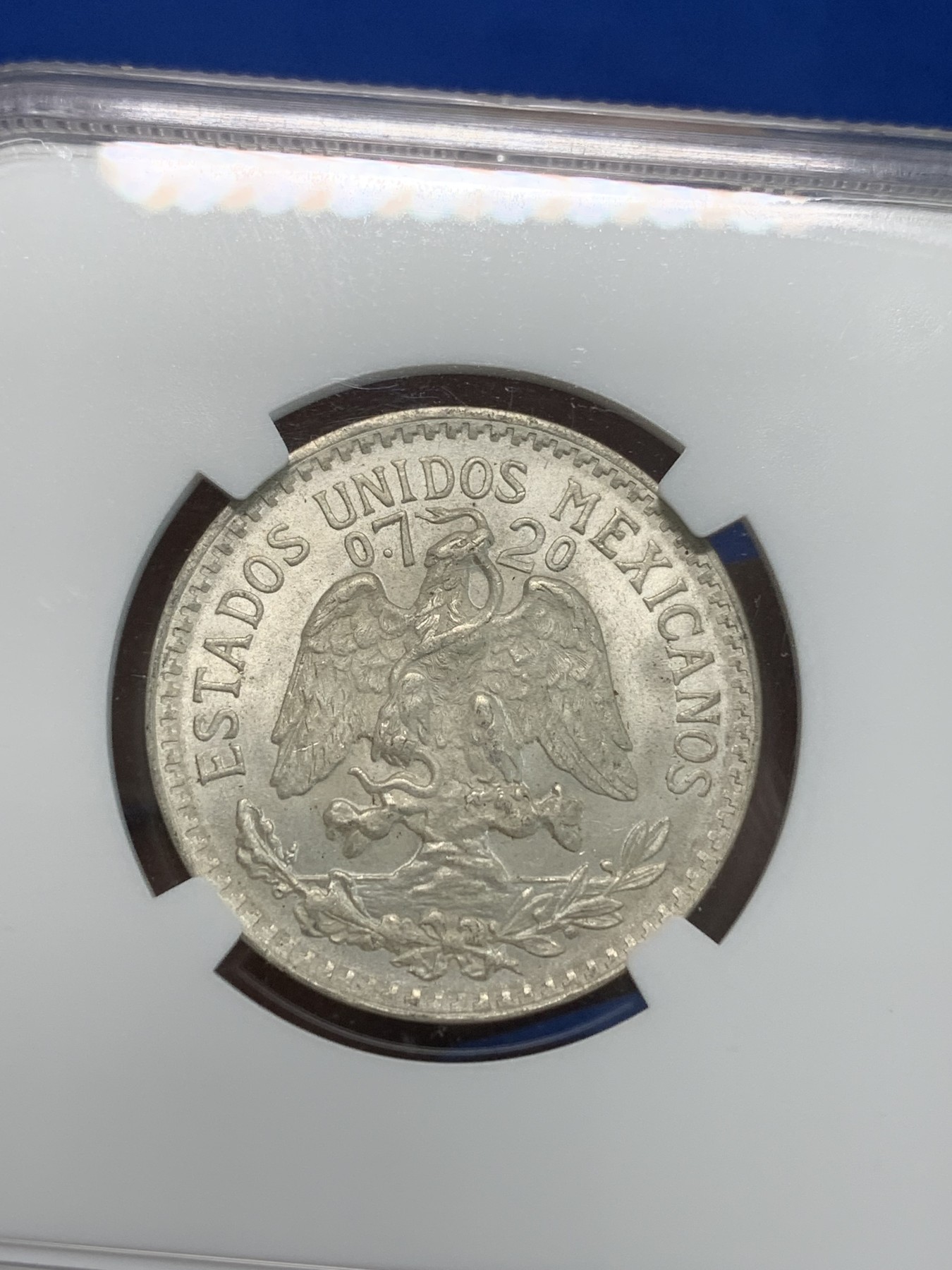 《竞宝斋》第244场-周日，周一 新年开场 (全场包邮) NGC MS66 墨西哥1945年鹰洋50分银币 币面凝霜十分养眼 高分难得 值得入手