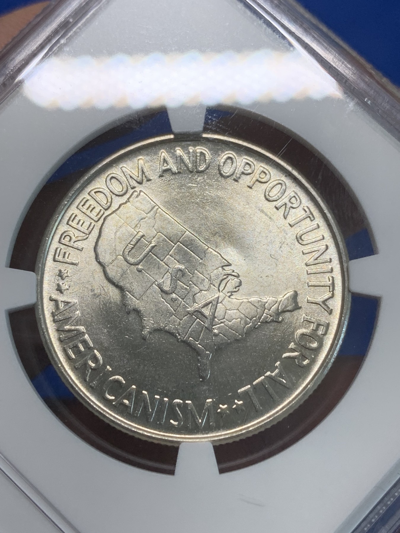 《竞宝斋》第244场-周日，周一 新年开场 (全场包邮) NGC MS64 美国1952年卡佛华盛顿半美元银币