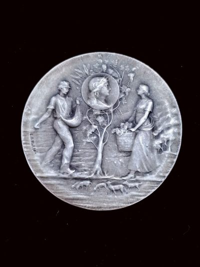 欧洲章牌专场【27】 - 法国园艺协会银章 41毫米 30克 银标 菱形 野猪argent