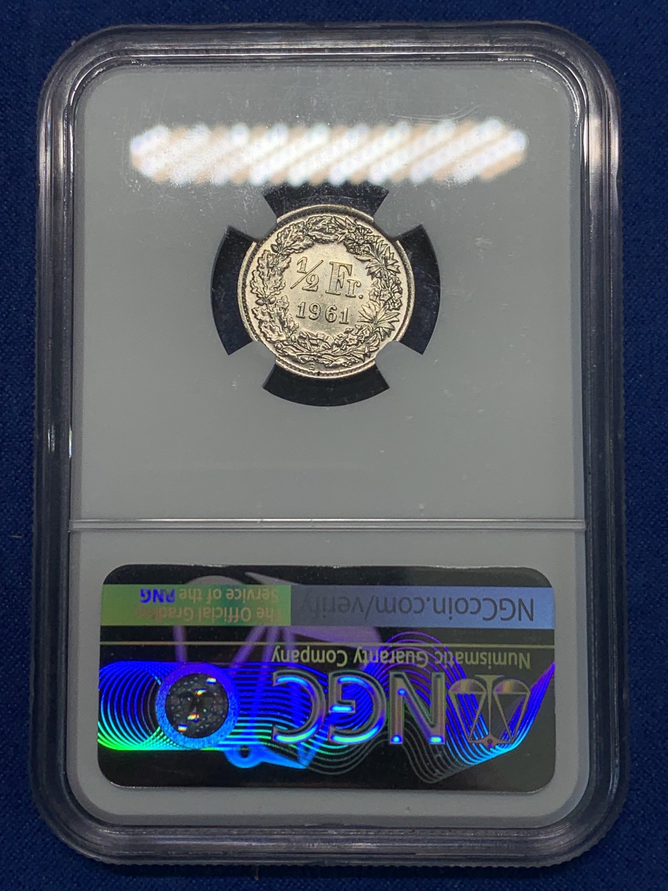 《竞宝斋》第244场-周日，周一 新年开场 (全场包邮) NGC MS61 瑞士1961年雪山女神1/2法郎银币，感觉低评了