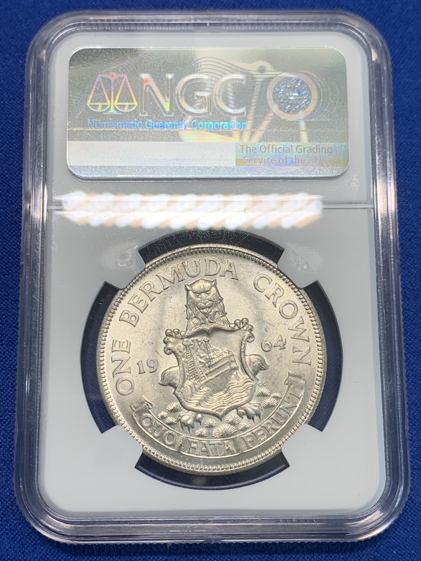 《竞宝斋》第244场-周日，周一 新年开场 (全场包邮) NGC MS64 英属百慕大1964年伊丽莎白二世青年头像克朗银币 经典女王头像