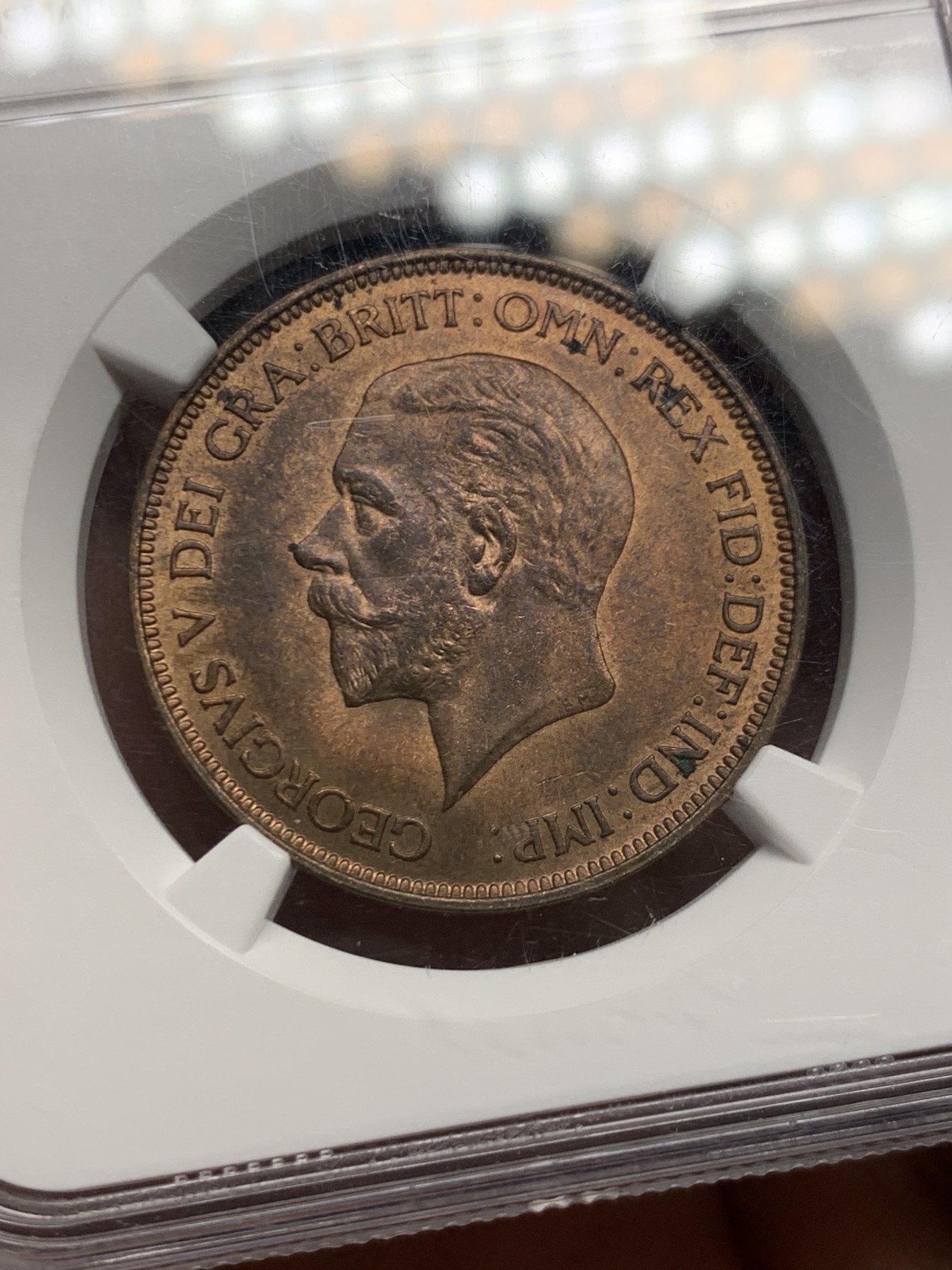 《竞宝斋》第244场-周日，周一 新年开场 (全场包邮) NGC MS63RB 英国 1936年 乔治五世头像 1便士 铜币