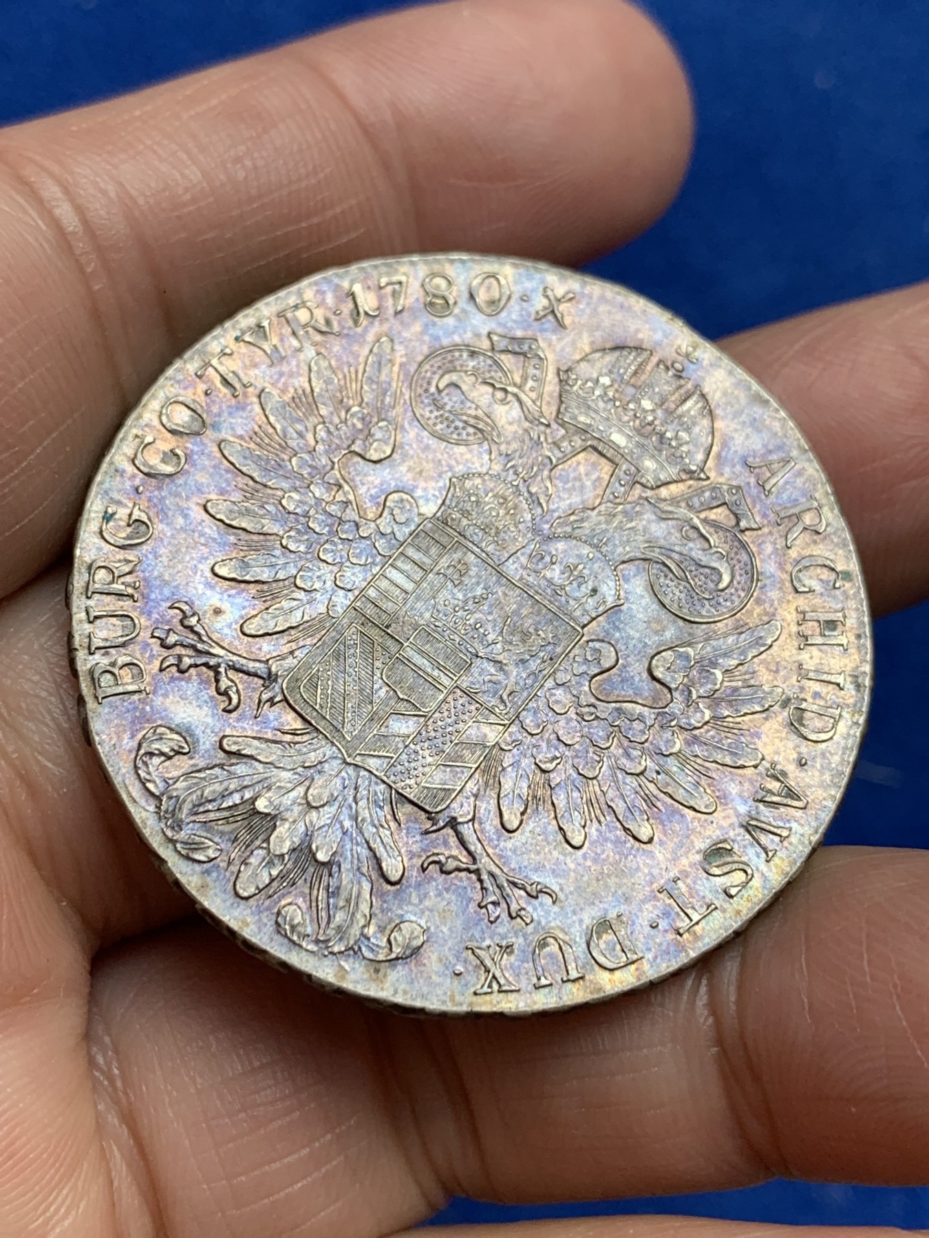 《竞宝斋》第244场-周日，周一 新年开场 (全场包邮) 奥匈帝国1780后铸大奶妈银币 十字转光 五彩包浆