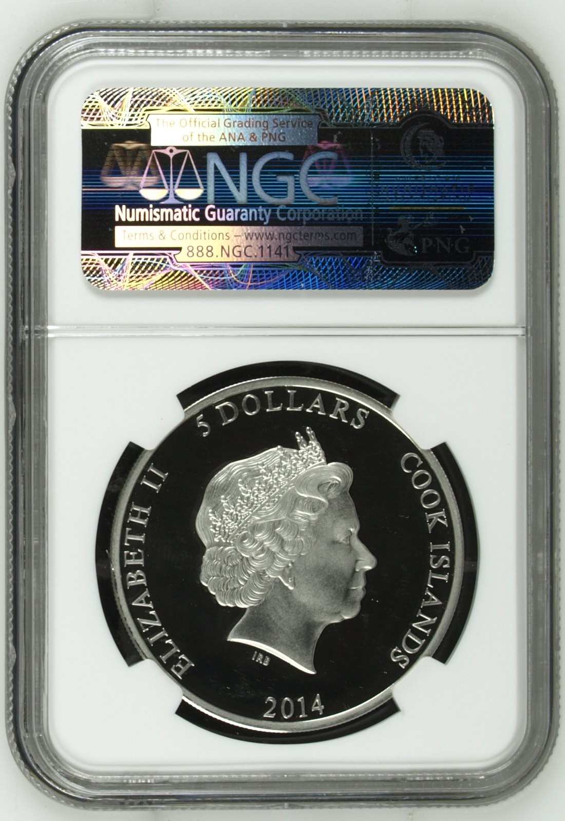 长老汇龙年精选第二场 2014 库克大峡谷彩色立体景观5元精制银币，NGC PF70UC