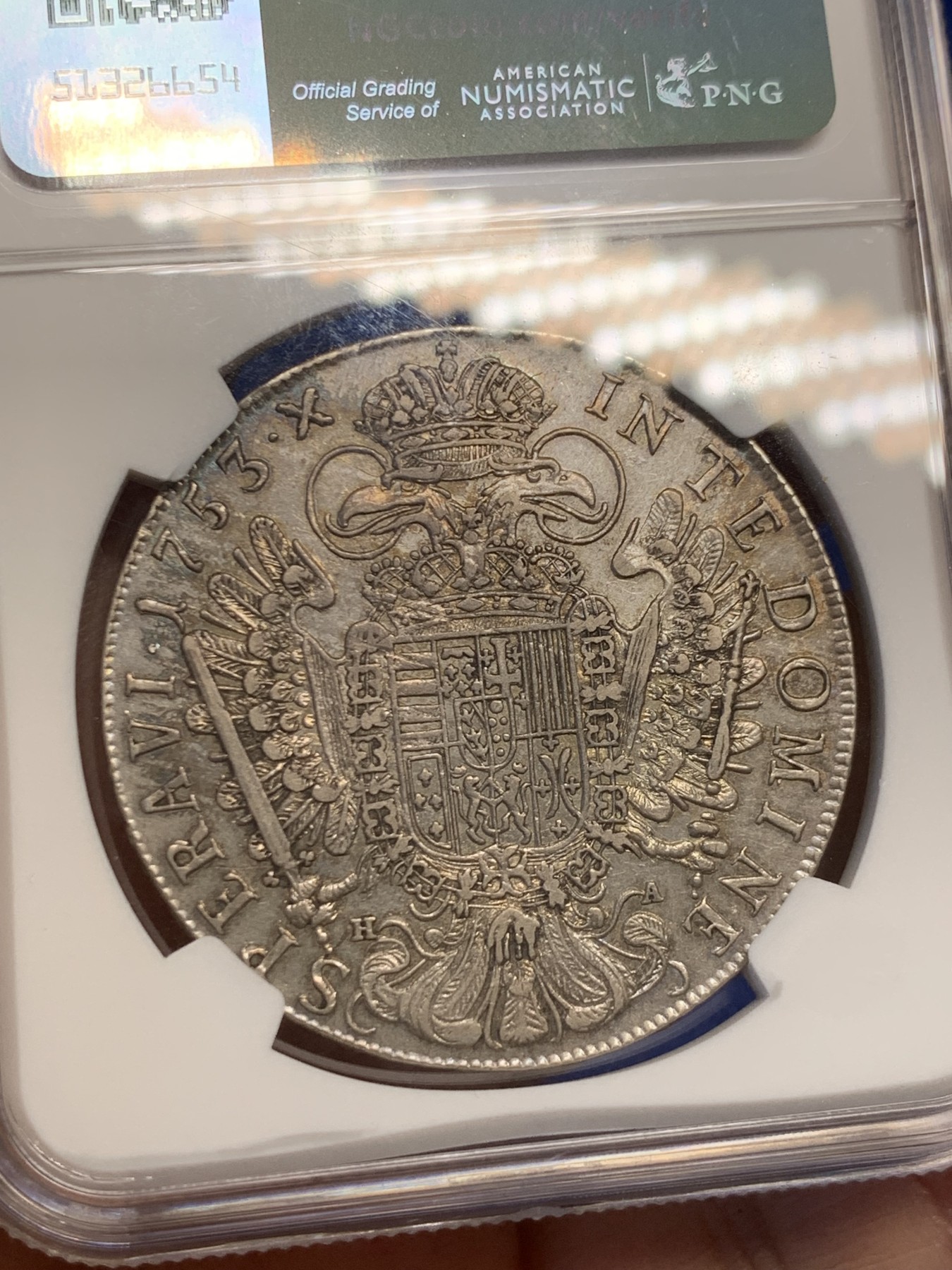 《竞宝斋》第244场-周日，周一 新年开场 (全场包邮) NGC AU53 神圣罗马帝国  1753 弗朗茨一世 泰勒大银币 环彩包浆 底板很不错