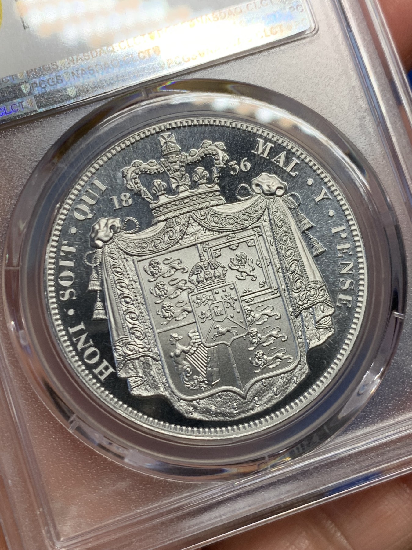 《竞宝斋》第244场-周日，周一 新年开场 (全场包邮) 两枚一组 PCGS PR68CAM-PR67RB 双双冠军分“1836” 威廉四世臆造币 经典大窗帘图案 潜力品种 精品不贵。经典大窗帘集合了英格兰、苏格兰、爱尔兰盾徽