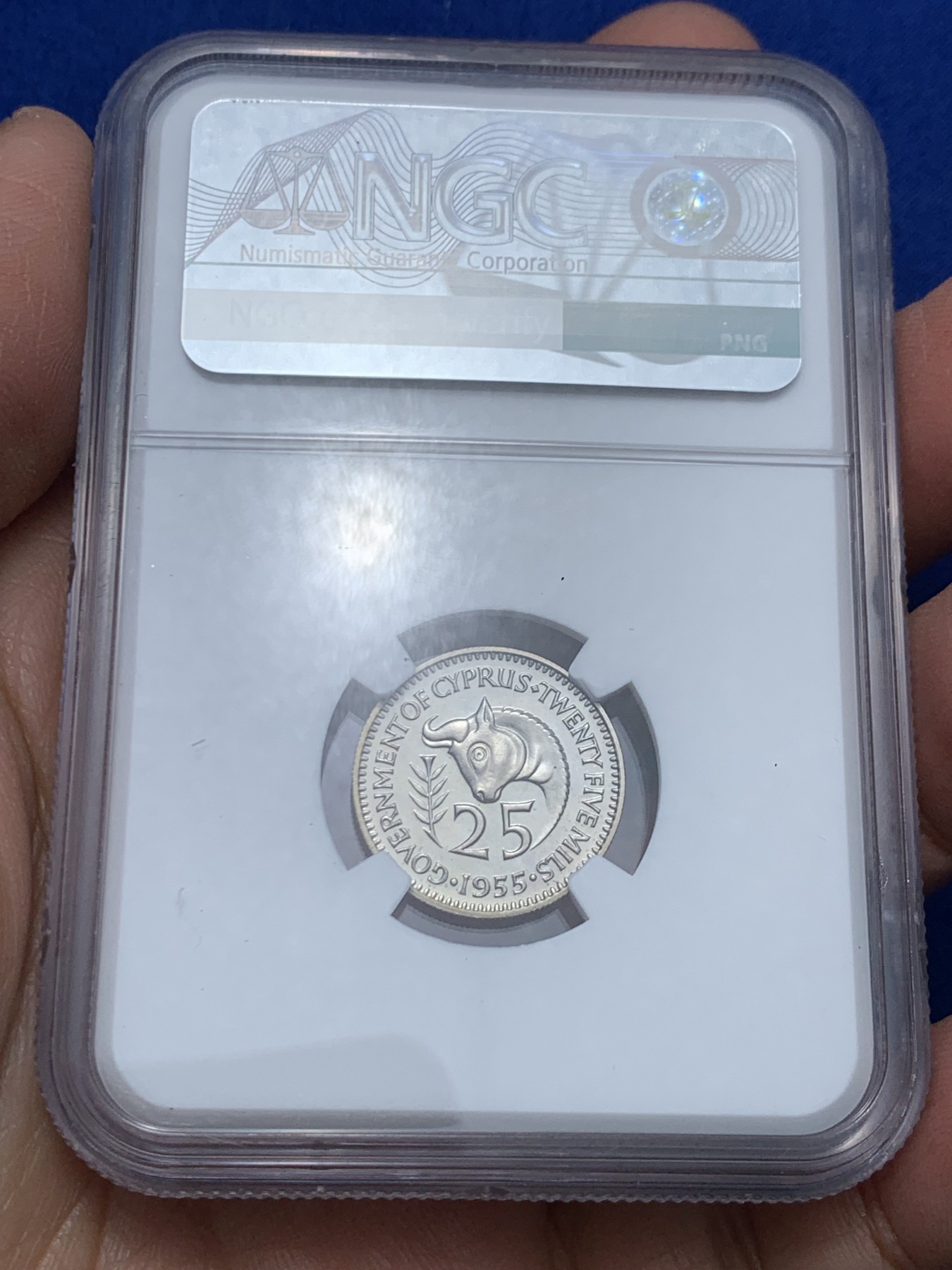 《竞宝斋》第244场-周日，周一 新年开场 (全场包邮) 1955年塞浦路斯5枚套，NGC盒子连号，伊利沙白女王经典形态 ，带原盒