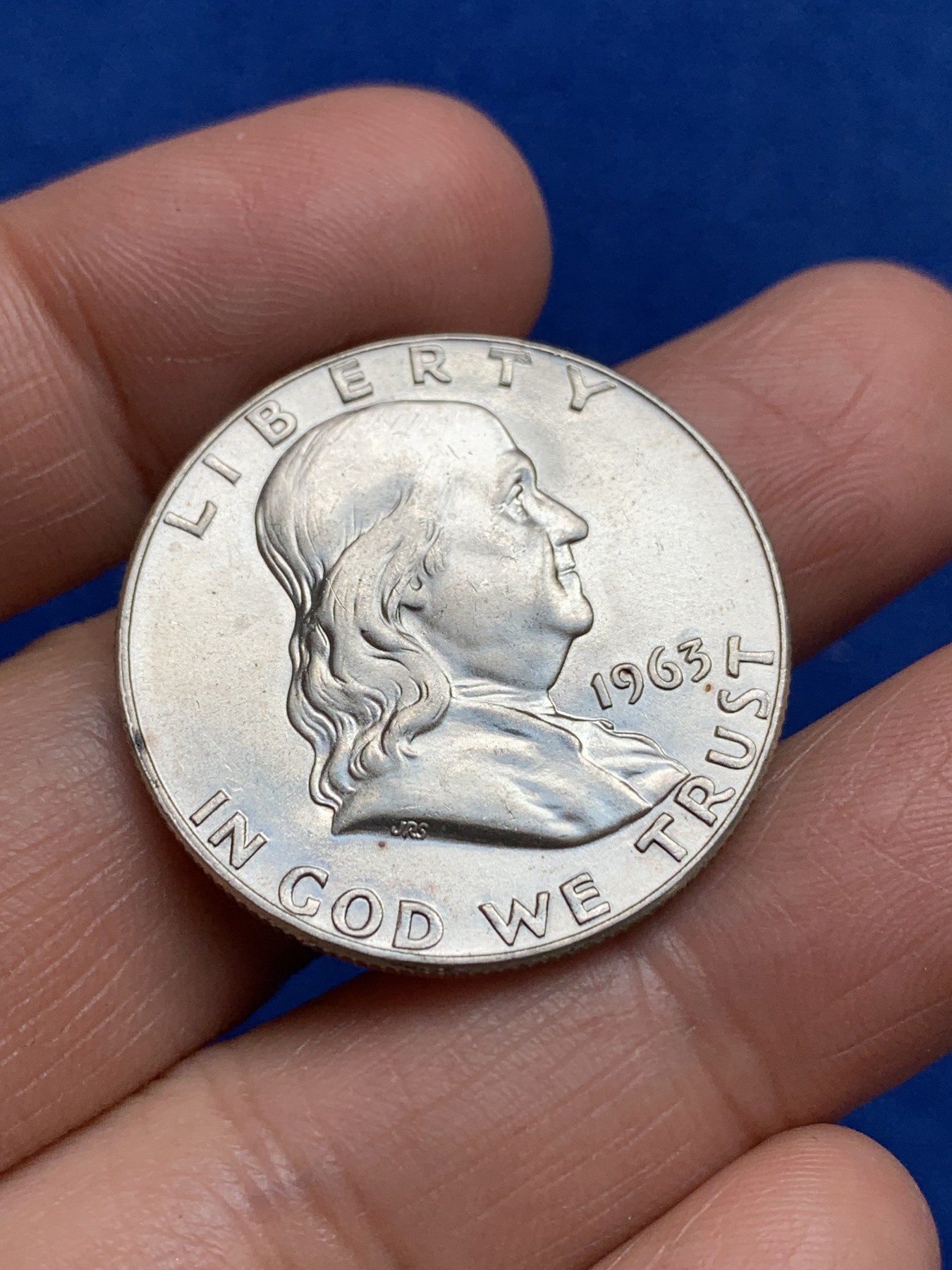 《竞宝斋》第244场-周日，周一 新年开场 (全场包邮) 美国1963年富兰克林50美分高银银币