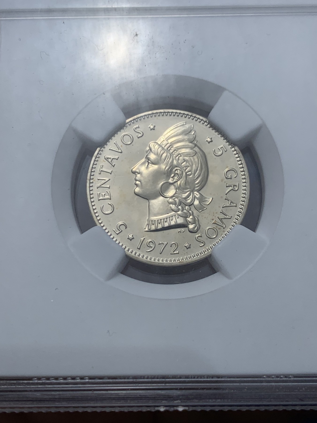 《竞宝斋》第244场-周日，周一 新年开场 (全场包邮) NGC PF66 多米尼加1972中美洲印第安女神精制5分，发行量500枚，多米尼加沿用时间最长的头像