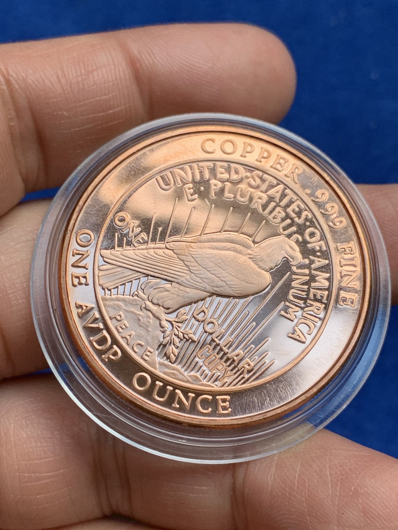 《竞宝斋》第244场-周日，周一 新年开场 (全场包邮) 仿1921年美国和平女神银币纪念铜章 品相上佳 39.1mm 28.76克