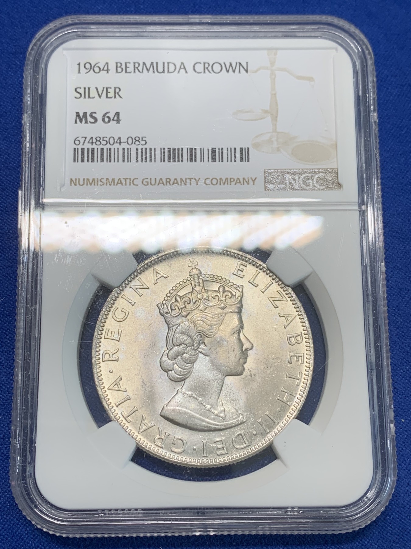 《竞宝斋》第244场-周日，周一 新年开场 (全场包邮) NGC MS64 英属百慕大1964年伊丽莎白二世青年头像克朗银币 经典女王头像
