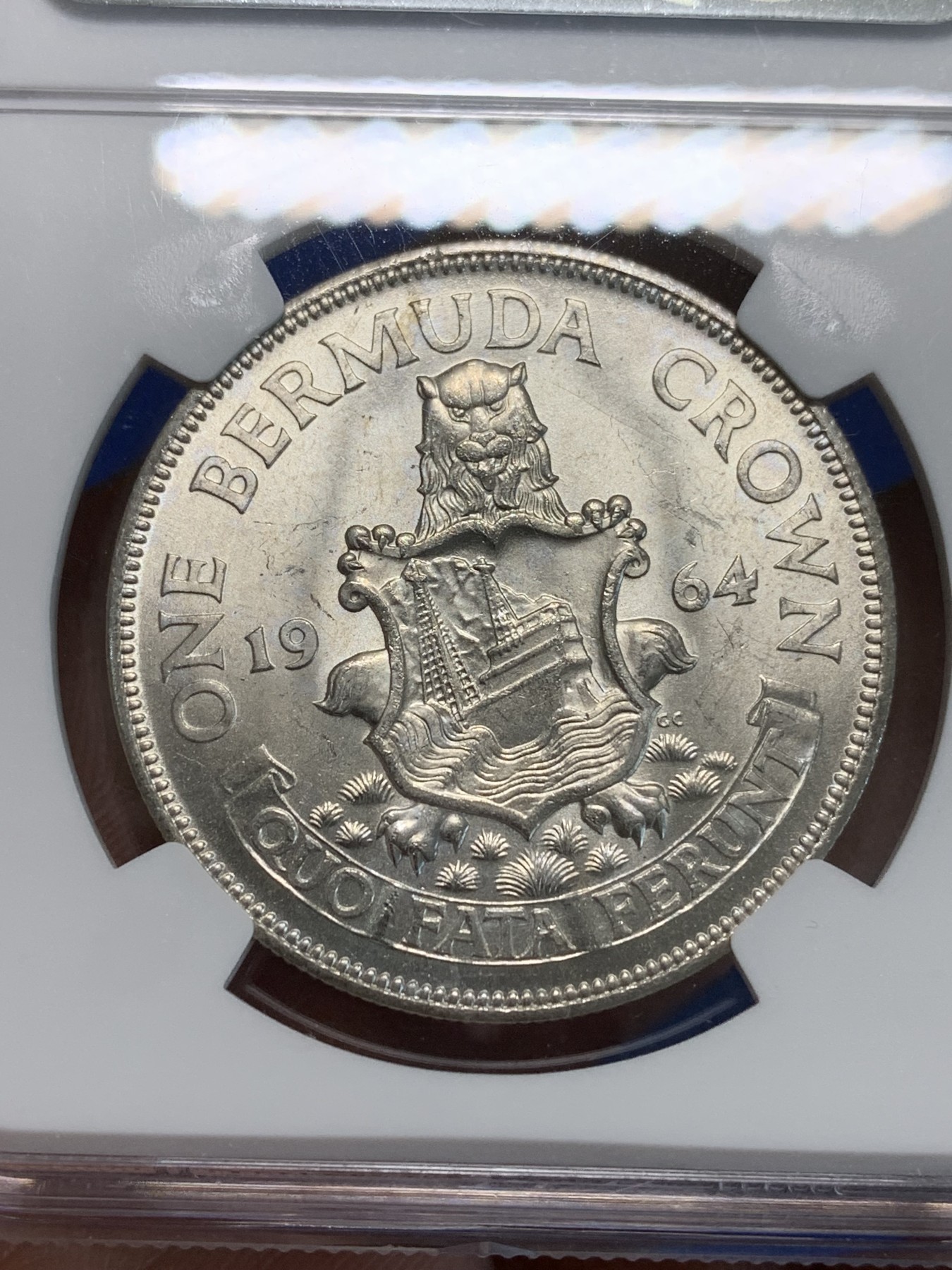 《竞宝斋》第244场-周日，周一 新年开场 (全场包邮) NGC MS64 英属百慕大1964年伊丽莎白二世青年头像克朗银币 经典女王头像