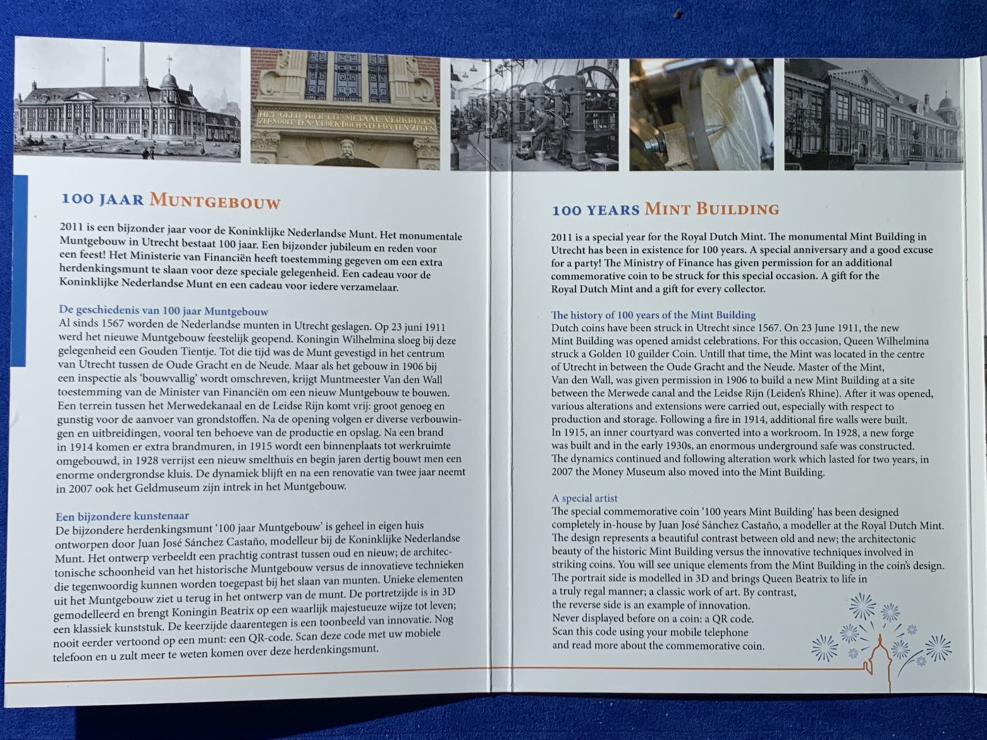 《竞宝斋》第244场-周日，周一 新年开场 (全场包邮) 荷兰 2011年 造币厂100周年纪念 精制5欧 银币 原包装