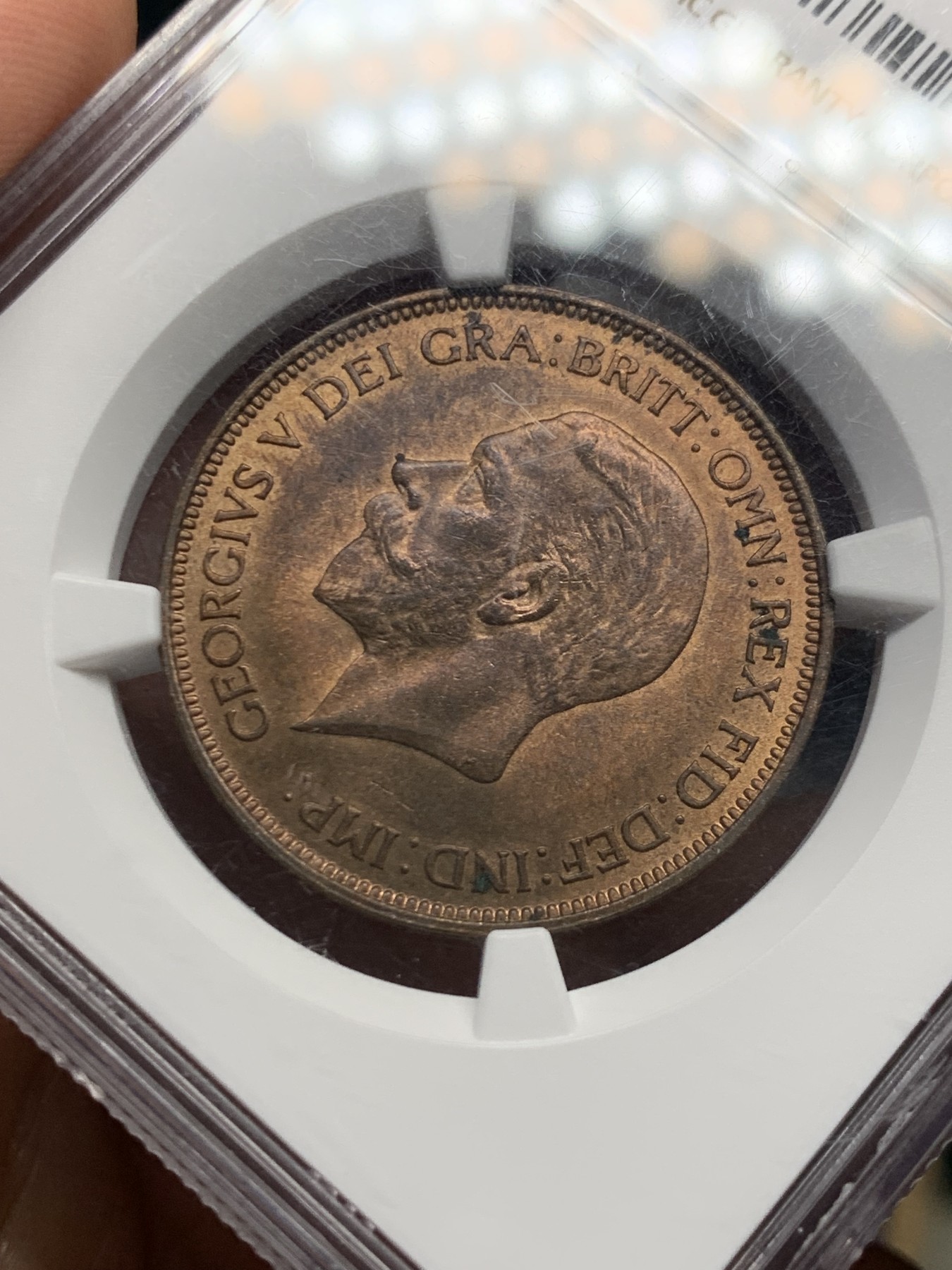 《竞宝斋》第244场-周日，周一 新年开场 (全场包邮) NGC MS63RB 英国 1936年 乔治五世头像 1便士 铜币