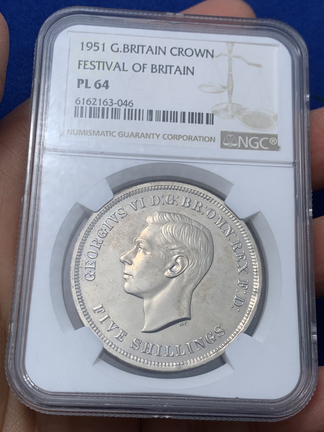 《竞宝斋》第244场-周日，周一 新年开场 (全场包邮) NGC PL64 英国1951年乔治六世克朗 最后的镍马剑 带原盒证书