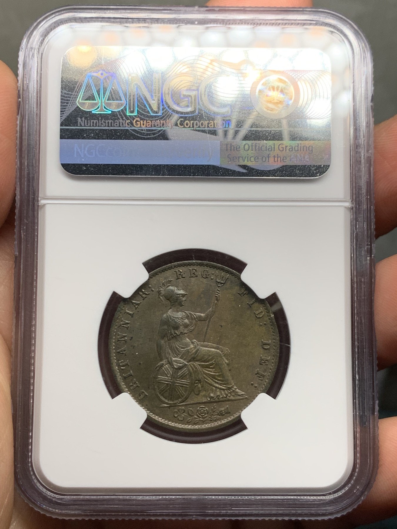 《竞宝斋》第244场-周日，周一 新年开场 (全场包邮) NGC MS64BN 1854年英国早期维多利亚半便士 古典高浮雕包浆均匀 细节打制犀利