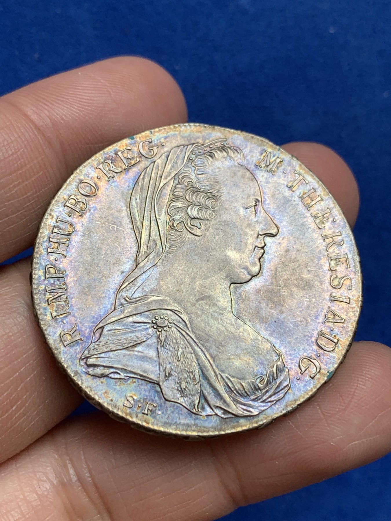 《竞宝斋》第244场-周日，周一 新年开场 (全场包邮) 奥匈帝国1780后铸大奶妈银币 十字转光 五彩包浆