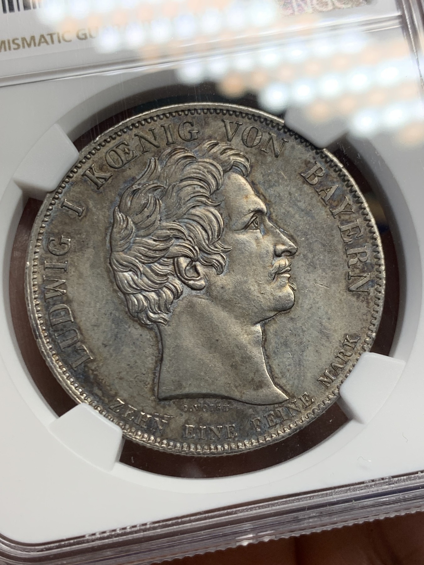 《竞宝斋》第244场-周日，周一 新年开场 (全场包邮) NGC UNC 德国 1826 巴伐利亚 赖兴巴赫和弗劳恩霍夫 泰勒大银币 底板光好带深彩原味包浆