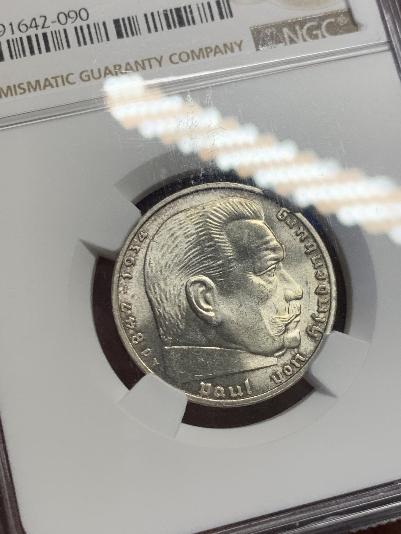 《竞宝斋》第244场-周日，周一 新年开场 (全场包邮) NGC MS63 德国1939年A版兴登堡2马克银币，相对较少的年份