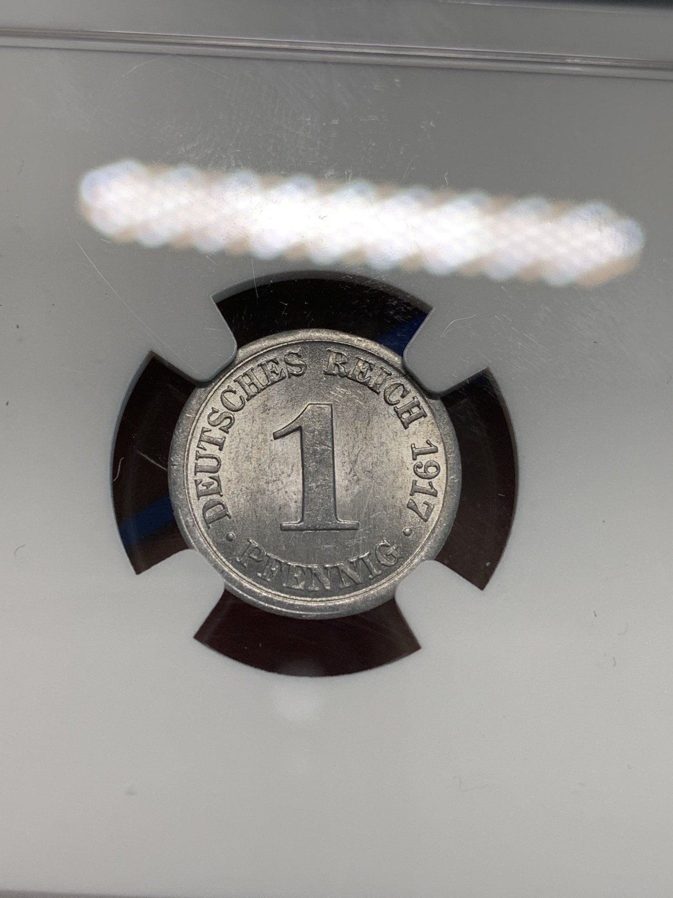 《竞宝斋》第244场-周日，周一 新年开场 (全场包邮) NGC MS63 德国1917D短翅1芬尼 铝币 短翅好品难得 更高分仅5枚