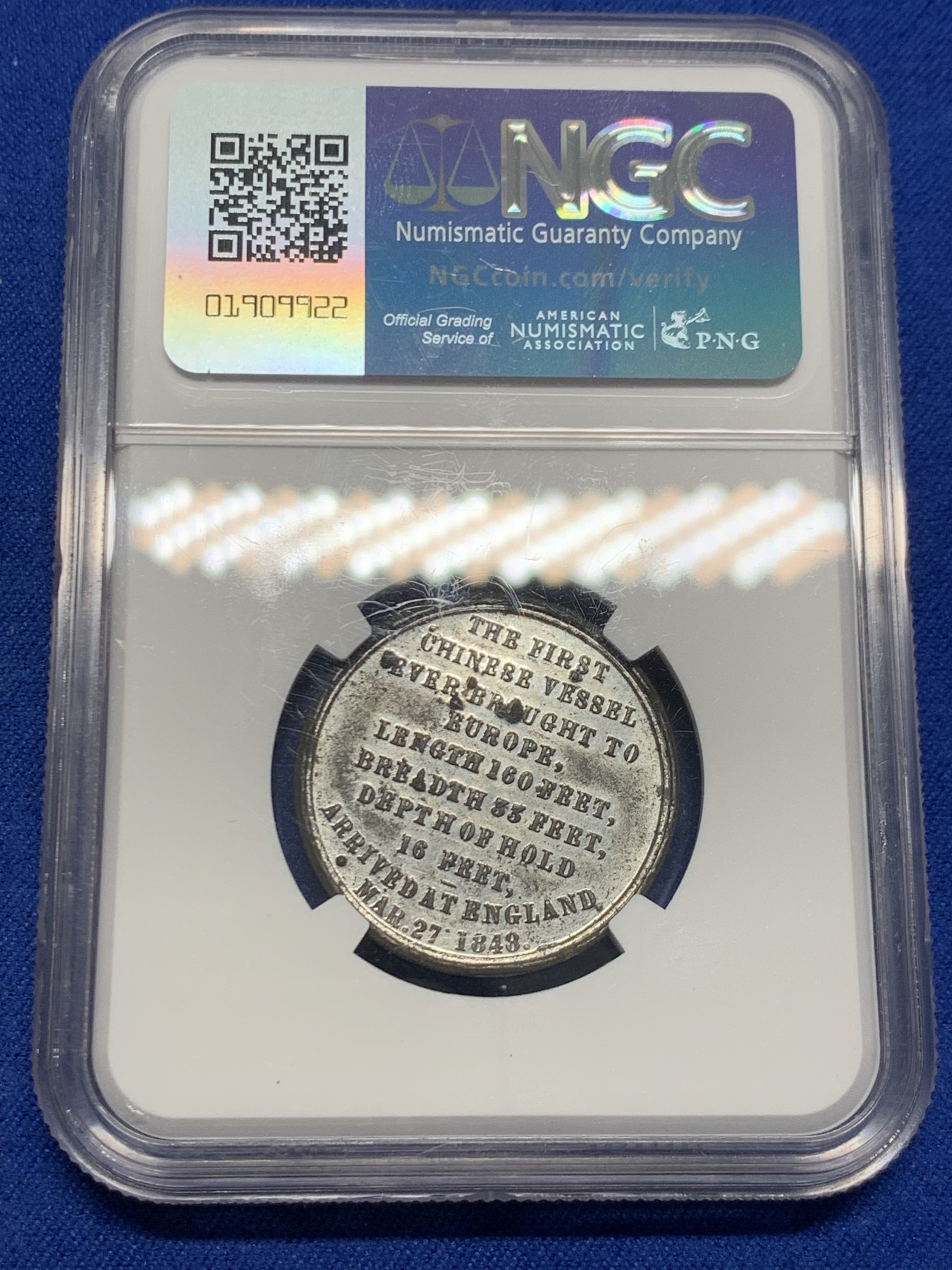 《竞宝斋》第244场-周日，周一 新年开场 (全场包邮) NGC MS61 中国耆英号帆船 英国章经典品种 錫章常见腐蚀 MS珍稀