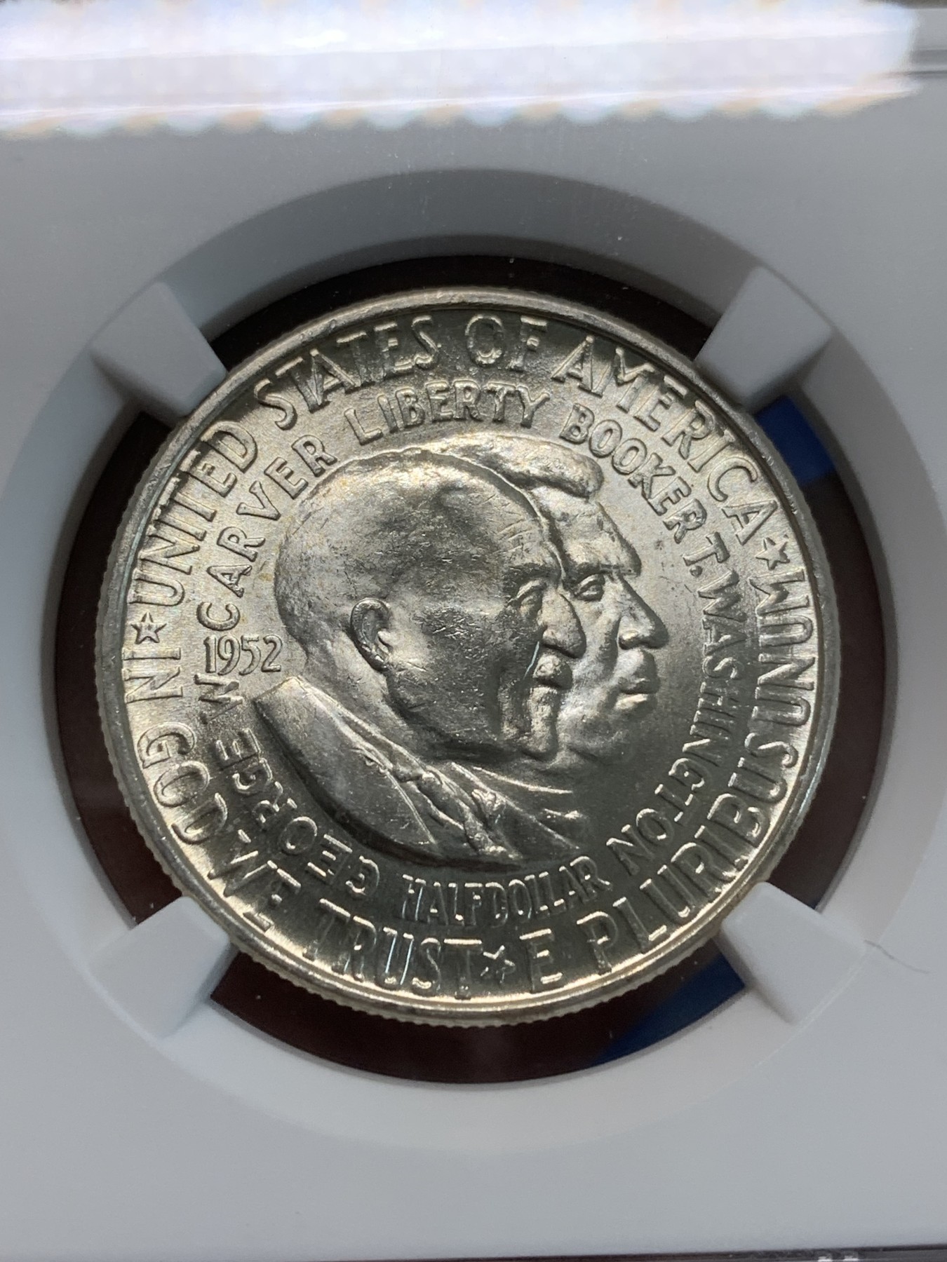 《竞宝斋》第244场-周日，周一 新年开场 (全场包邮) NGC MS64 美国1952年卡佛华盛顿半美元银币