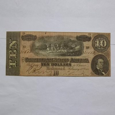 各国外币第20期有些少见品种 - 美国同盟政府10美元 1864年 9品