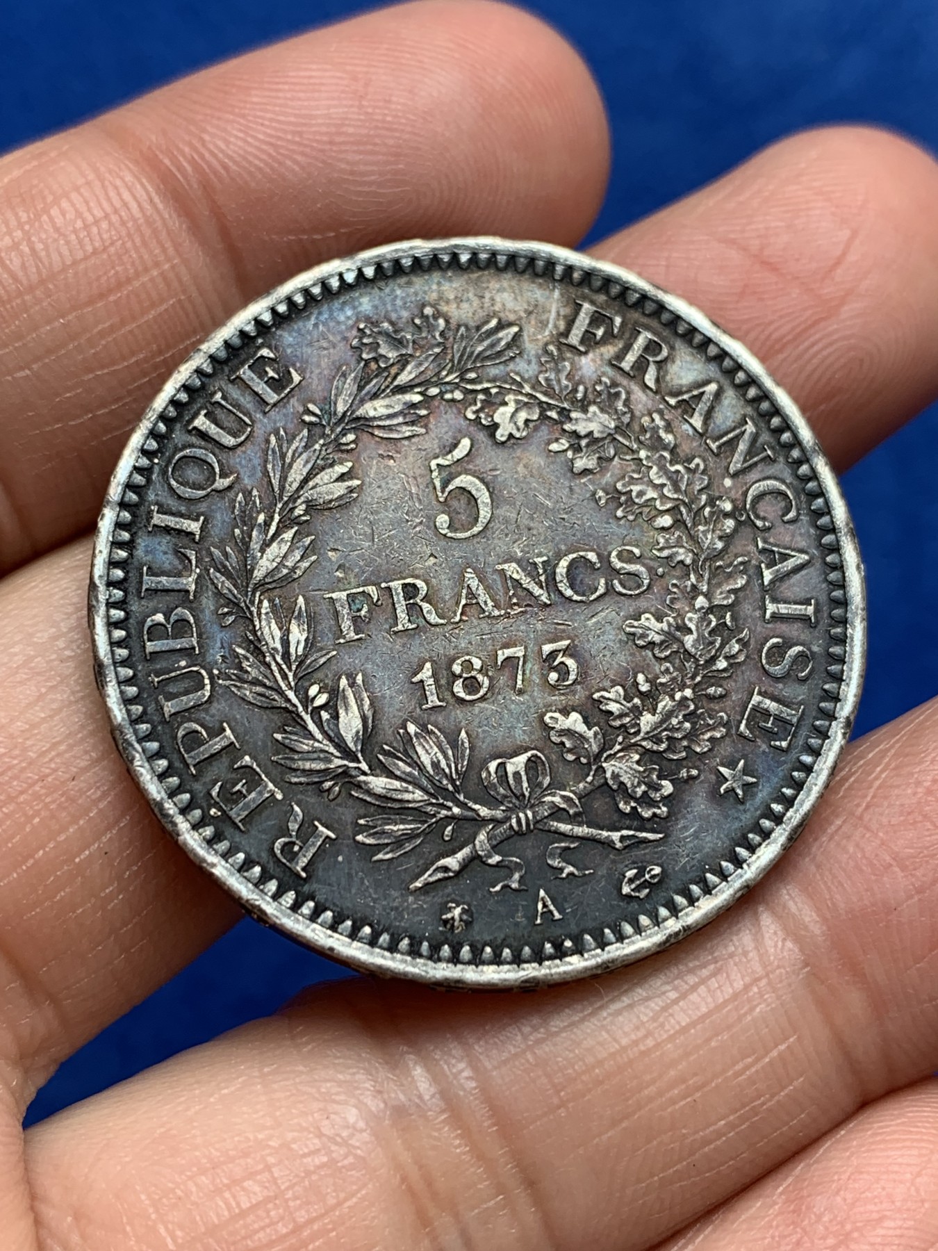 《竞宝斋》第244场-周日，周一 新年开场 (全场包邮) 法国1873年大力神5法郎银币