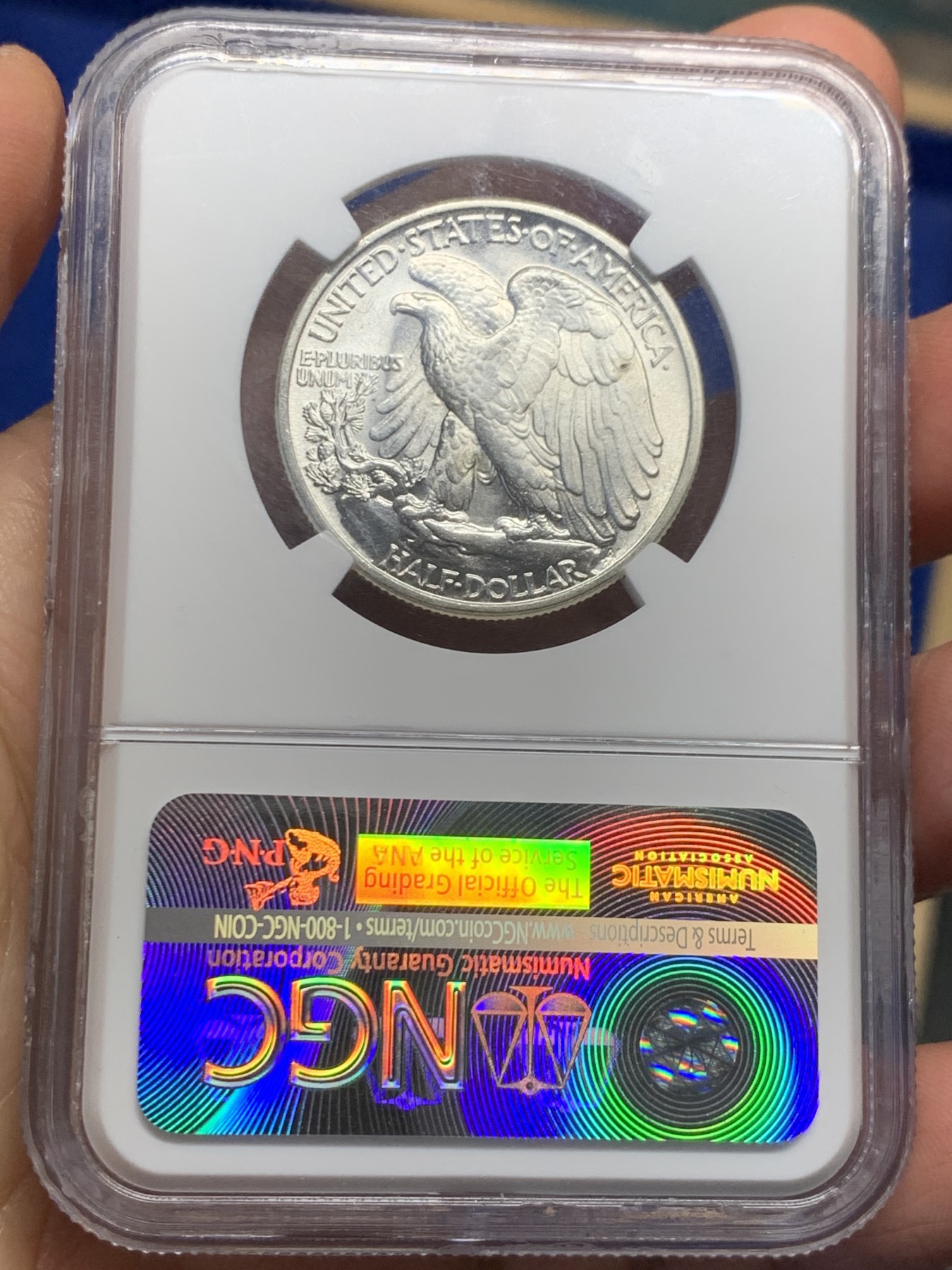 《竞宝斋》第244场-周日，周一 新年开场 (全场包邮) NGC MS64 美国1942年行走女神 50美分银币 满银光好品 老盒子