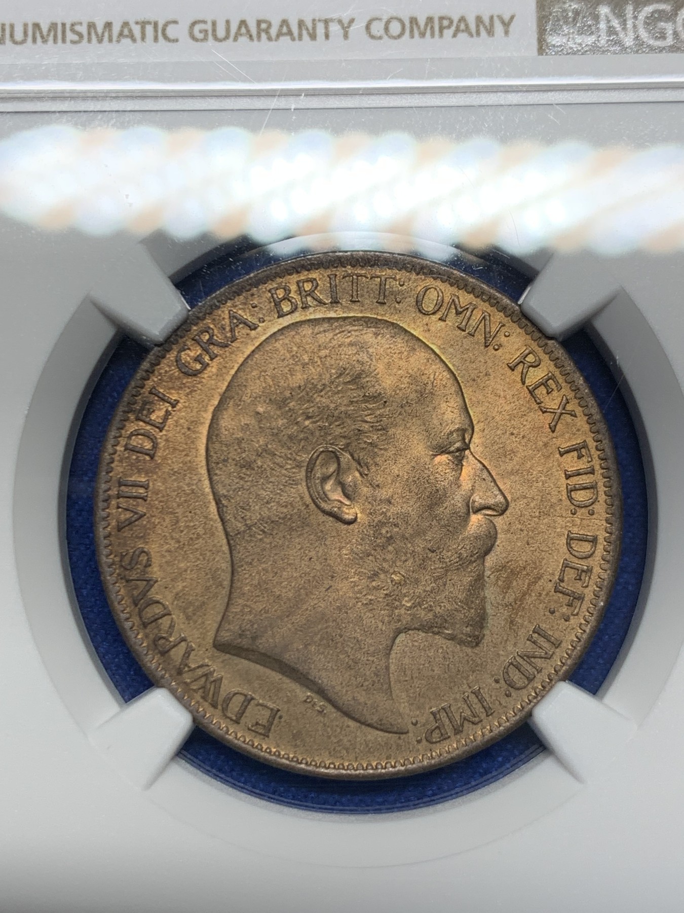 《竞宝斋》第244场-周日，周一 新年开场 (全场包邮) NGC MS64RB 英国 1902年 爱德华七世头像 1便士 铜币