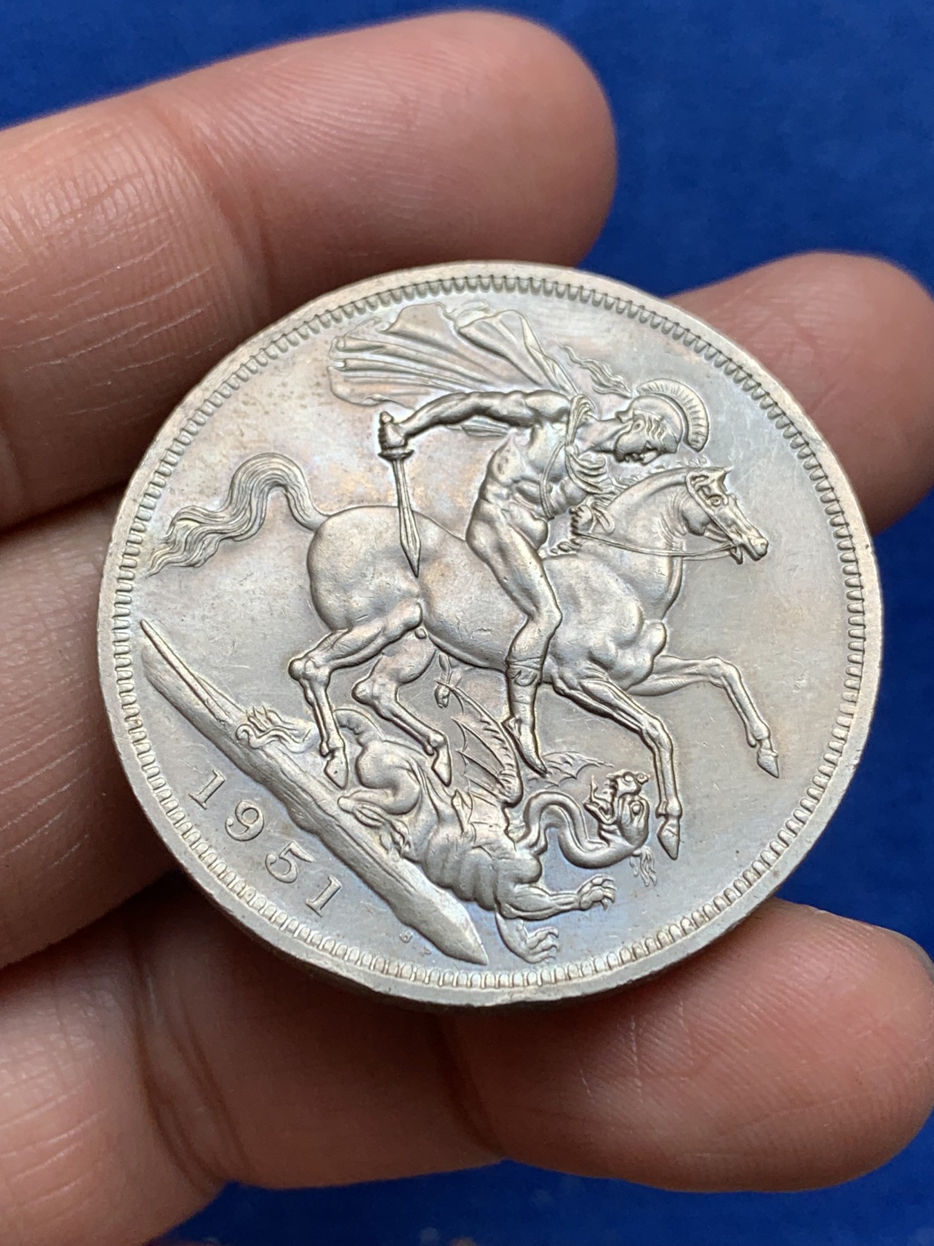 《竞宝斋》第244场-周日，周一 新年开场 (全场包邮) 英国1951年乔六马剑克朗镍币 UNC