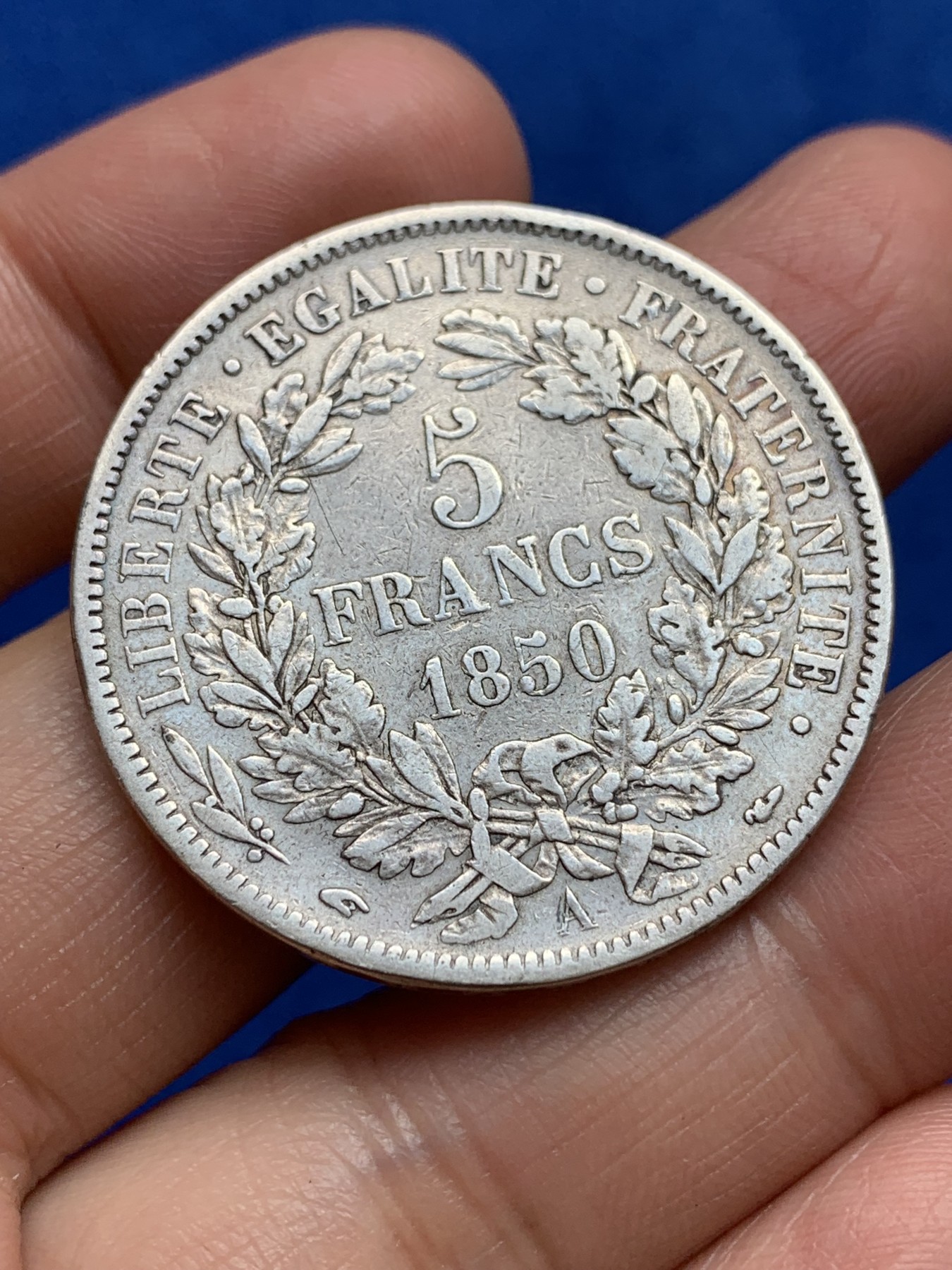 《竞宝斋》第244场-周日，周一 新年开场 (全场包邮) 法国1850年谷物女神5法郎银币