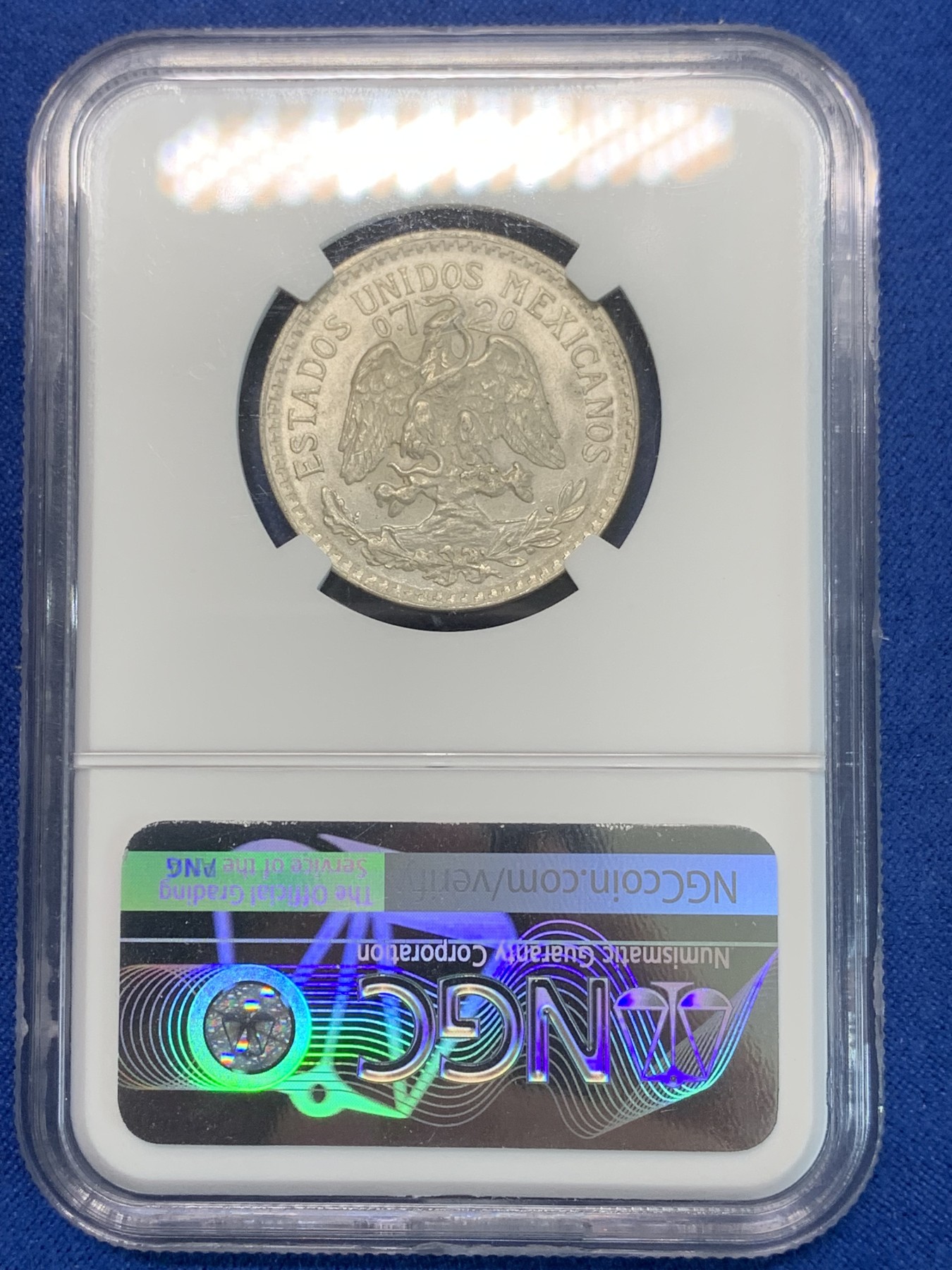 《竞宝斋》第244场-周日，周一 新年开场 (全场包邮) NGC MS66 墨西哥1945年鹰洋50分银币 币面凝霜十分养眼 高分难得 值得入手