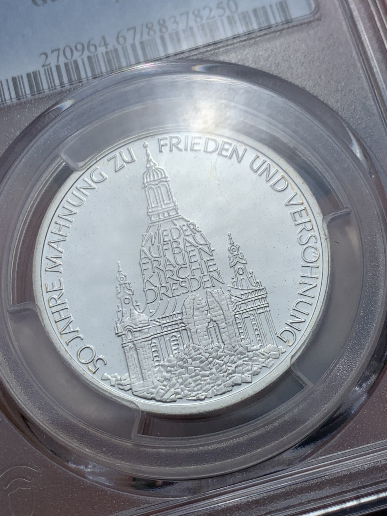 《竞宝斋》第244场-周日，周一 新年开场 (全场包邮) PCGS PR67DCAM 德国1995-J精制10马克银币 纪念和平50周年