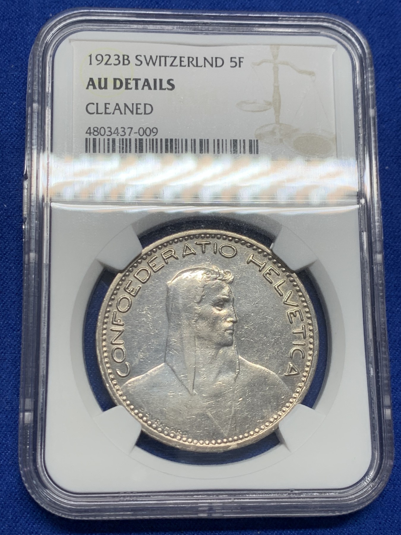 《竞宝斋》第244场-周日，周一 新年开场 (全场包邮) NGC AUD 瑞士 1923年 5法郎 大银币 早期版本