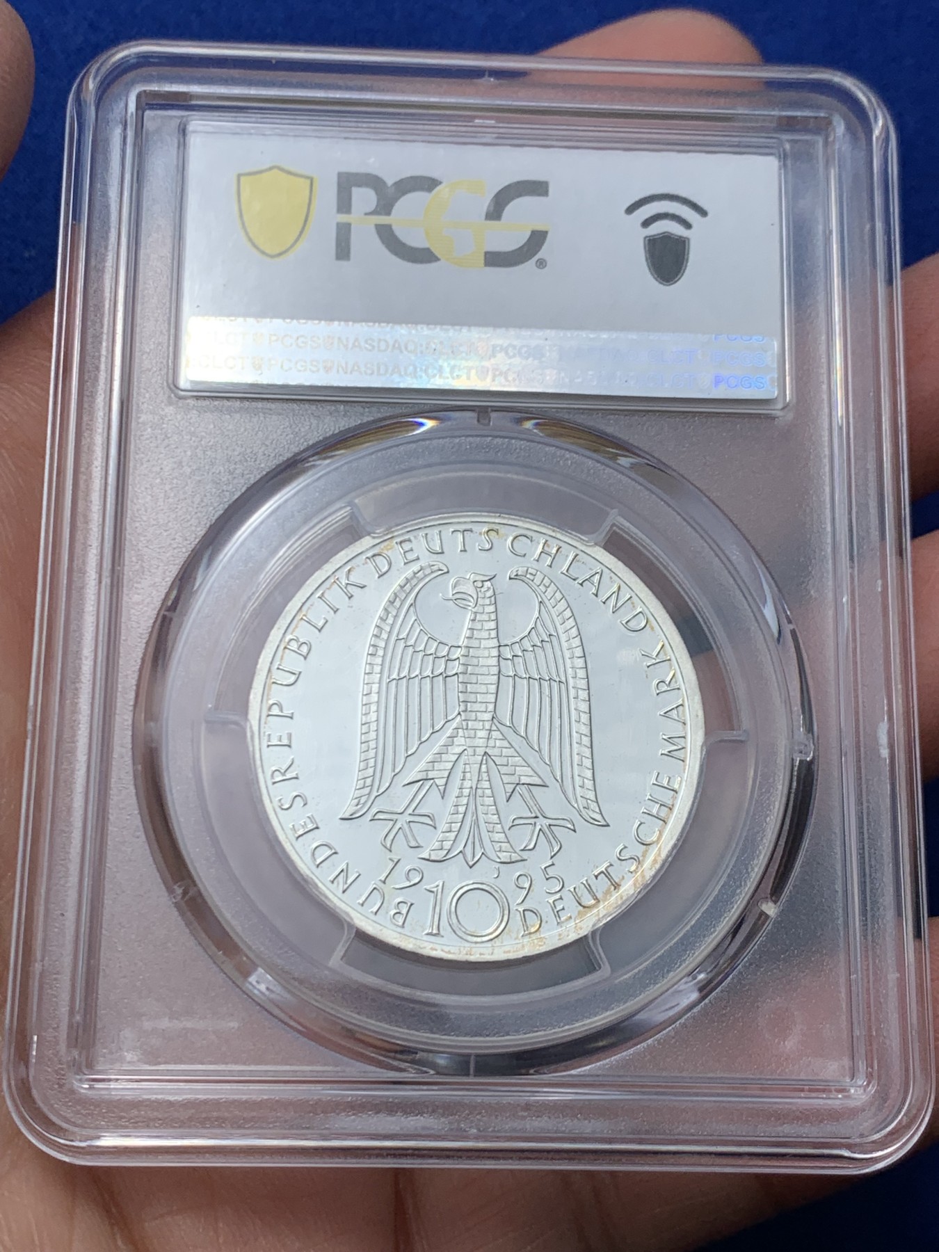 《竞宝斋》第244场-周日，周一 新年开场 (全场包邮) PCGS PR67DCAM 德国1995-J精制10马克银币 纪念和平50周年