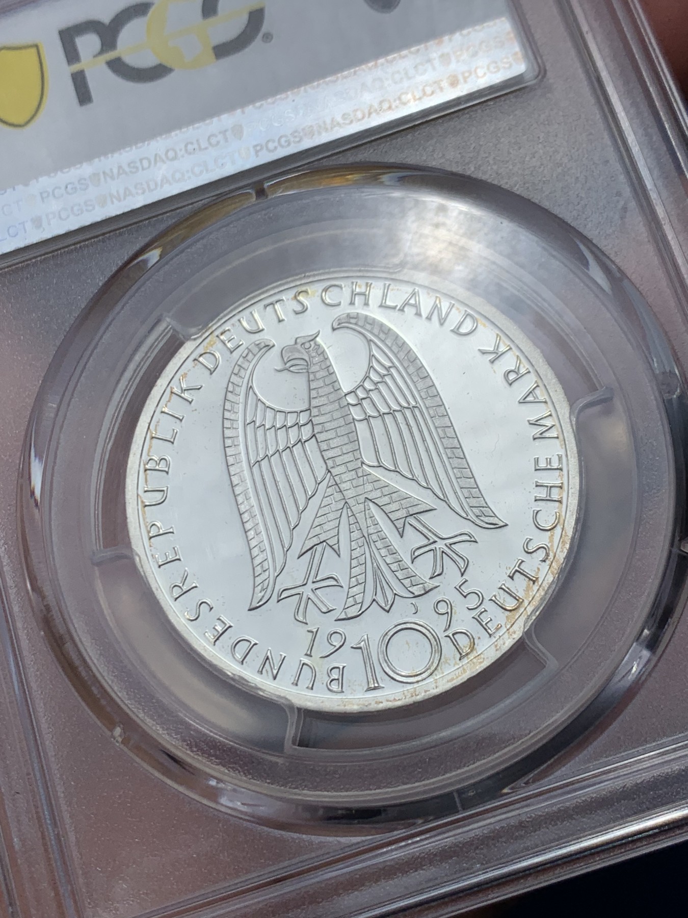 《竞宝斋》第244场-周日，周一 新年开场 (全场包邮) PCGS PR67DCAM 德国1995-J精制10马克银币 纪念和平50周年