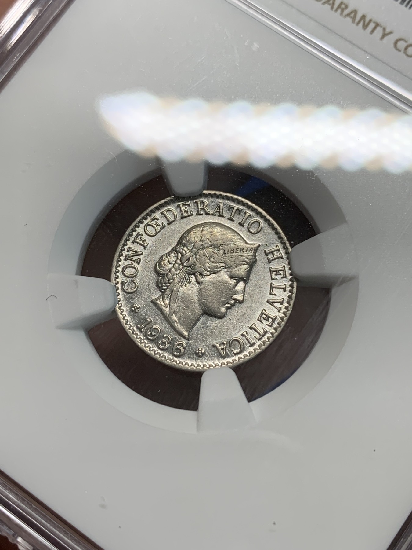 《竞宝斋》第244场-周日，周一 新年开场 (全场包邮) NGC AU53 瑞士1936年5R纯镍币稀少版本，辅币充分流通好品不多